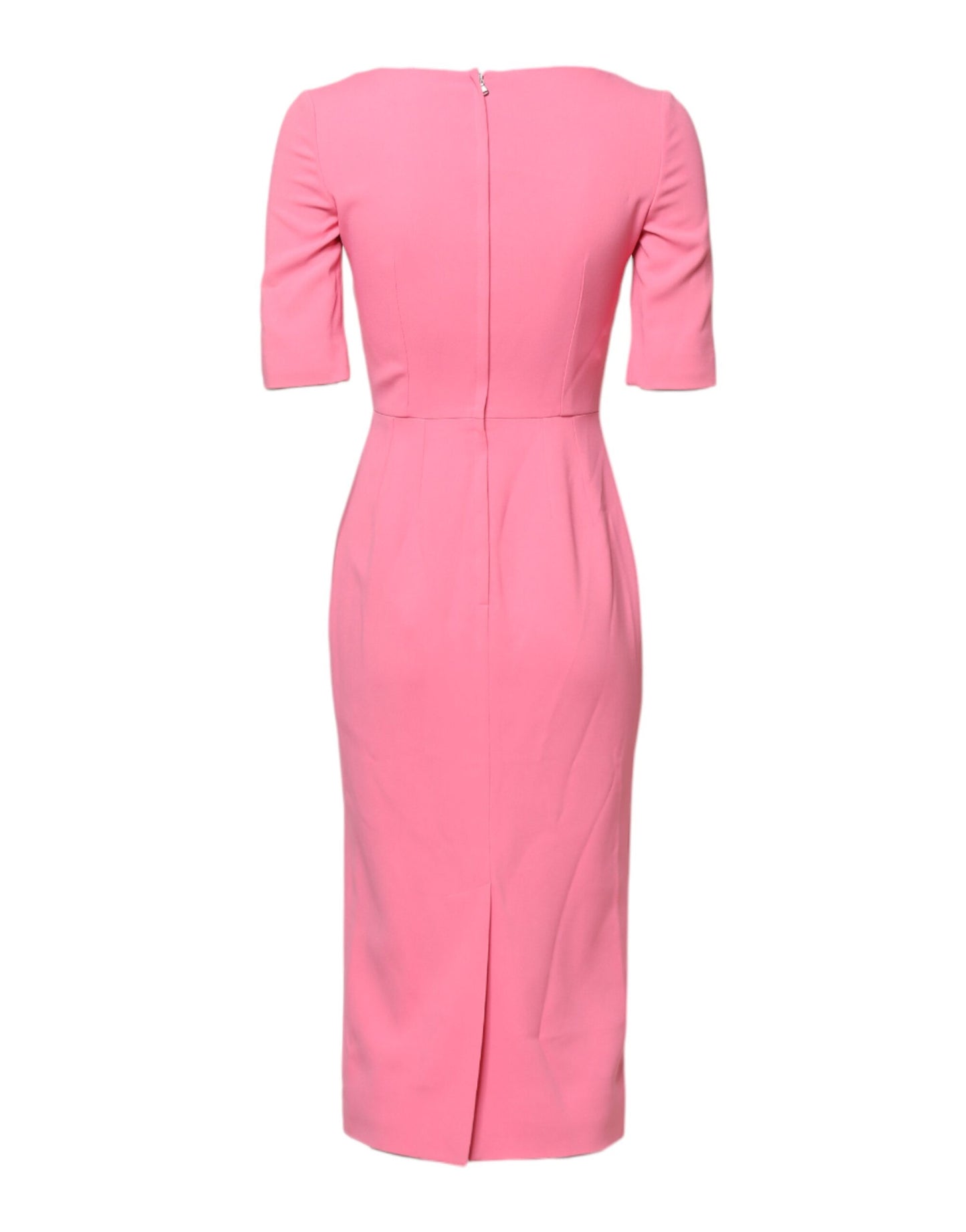 Dolce & Gabbana Rosa Viskose Kurzarm-Midikleid mit Etui