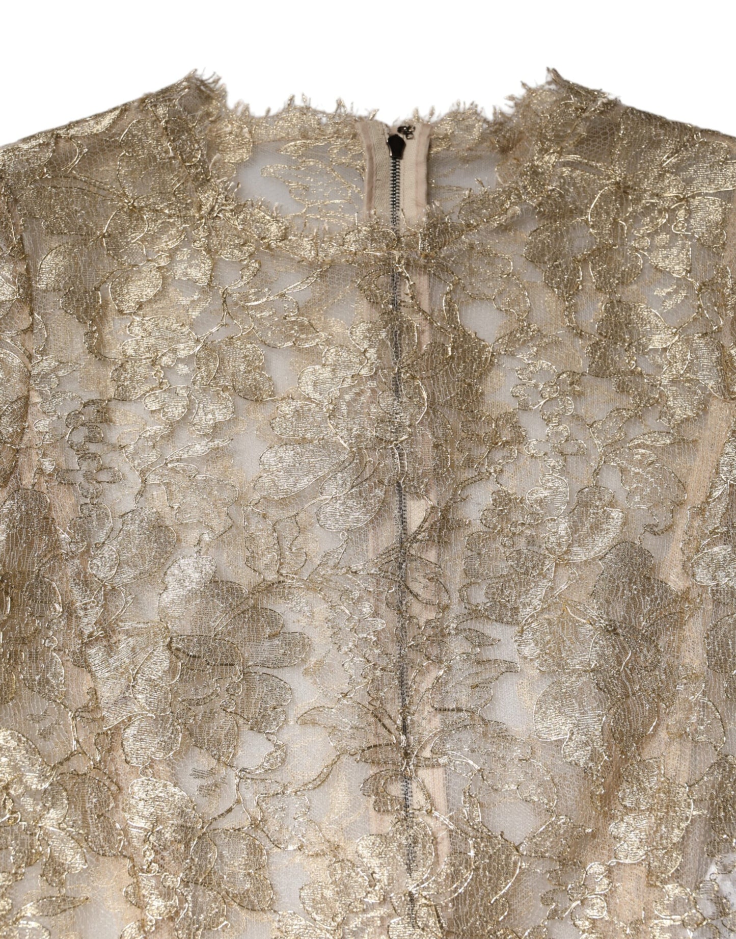 Dolce & Gabbana Gold Floral Spitze Lange Ärmel Fit &