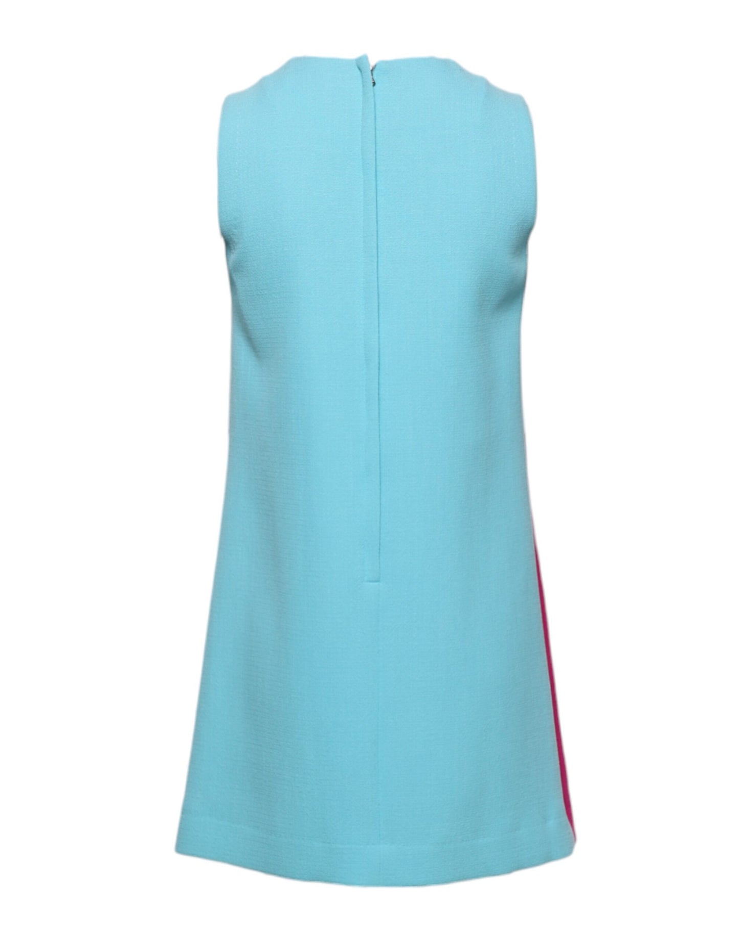Dolce & Gabbana Rosa-blaues ärmelloses Shift-Minikleid aus Wolle
