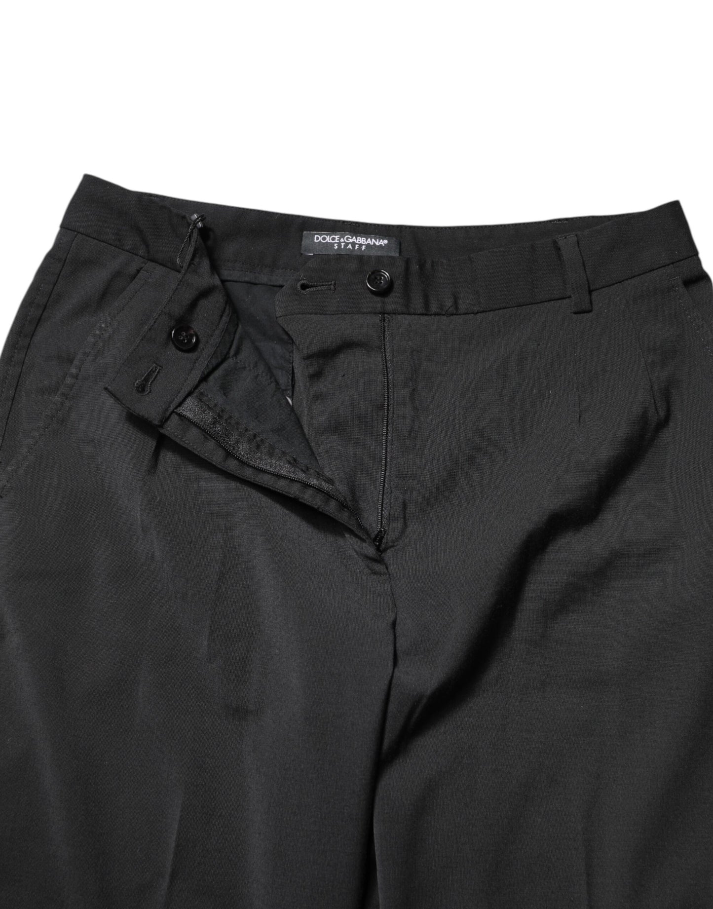 Dolce & Gabbana Schwarze Polyesterhose mit hoher Taille