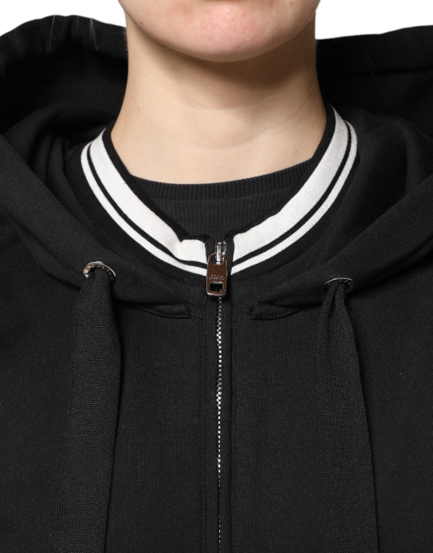 Dolce & Gabbana Schwarzes Baumwoll-Sweatshirt mit Kapuze und Reißverschluss Pullover