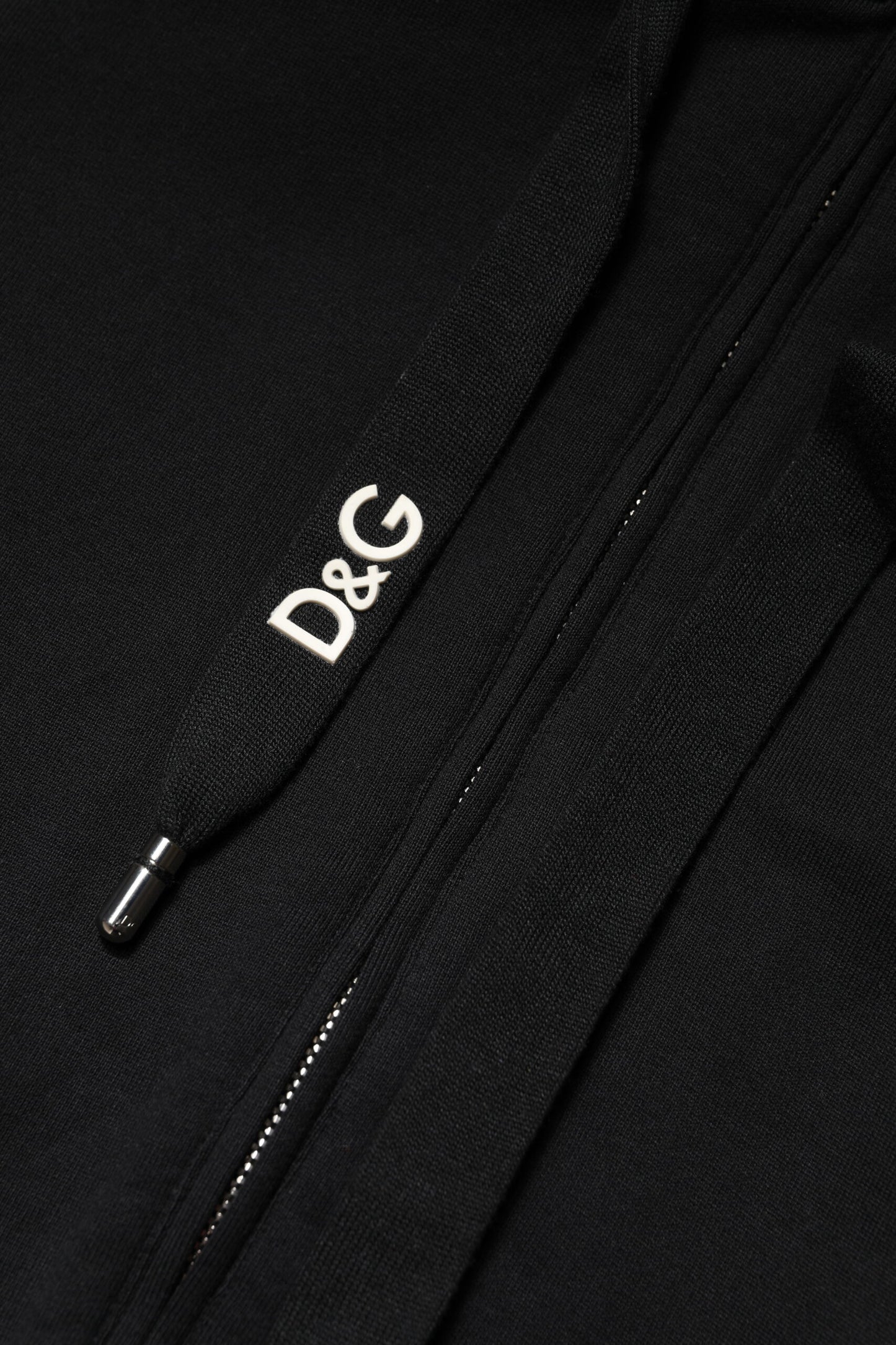 Dolce & Gabbana Schwarzes Baumwoll-Sweatshirt mit Kapuze und Reißverschluss Pullover