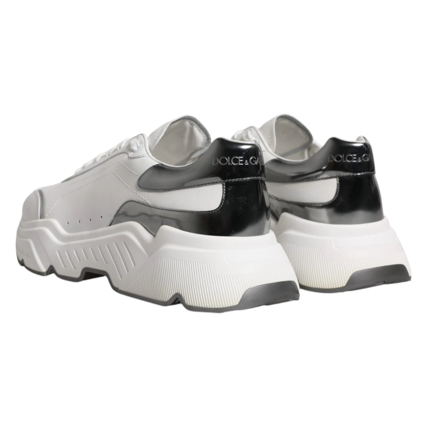 Dolce & Gabbana Weiß Silber DAYMASTER Leder Turnschuhe Schuhe