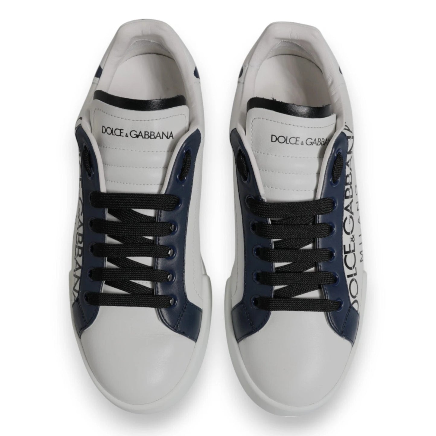 Dolce & Gabbana Weiß Blau Crown Low Top Männer Turnschuhe Schuhe