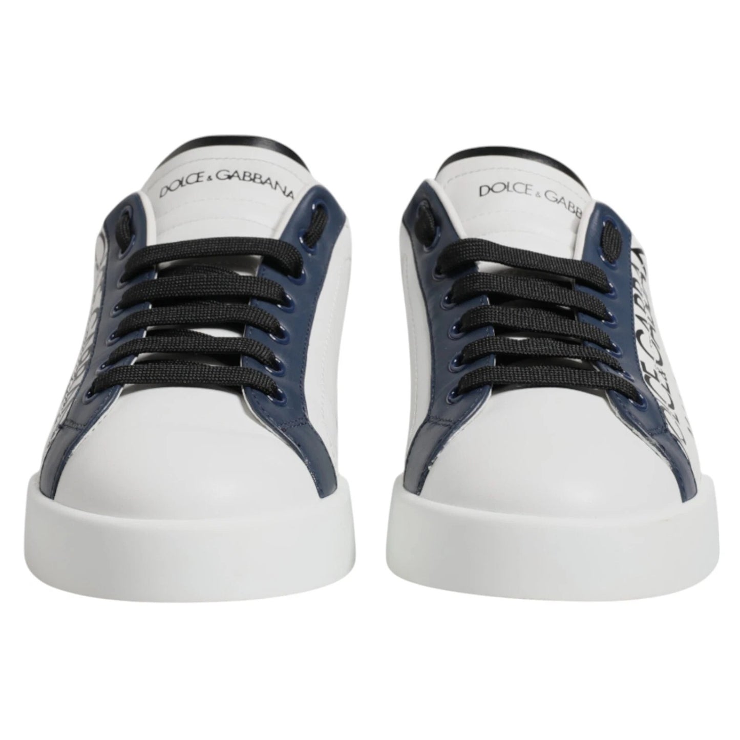 Dolce & Gabbana Weiß Blau Crown Low Top Männer Turnschuhe Schuhe