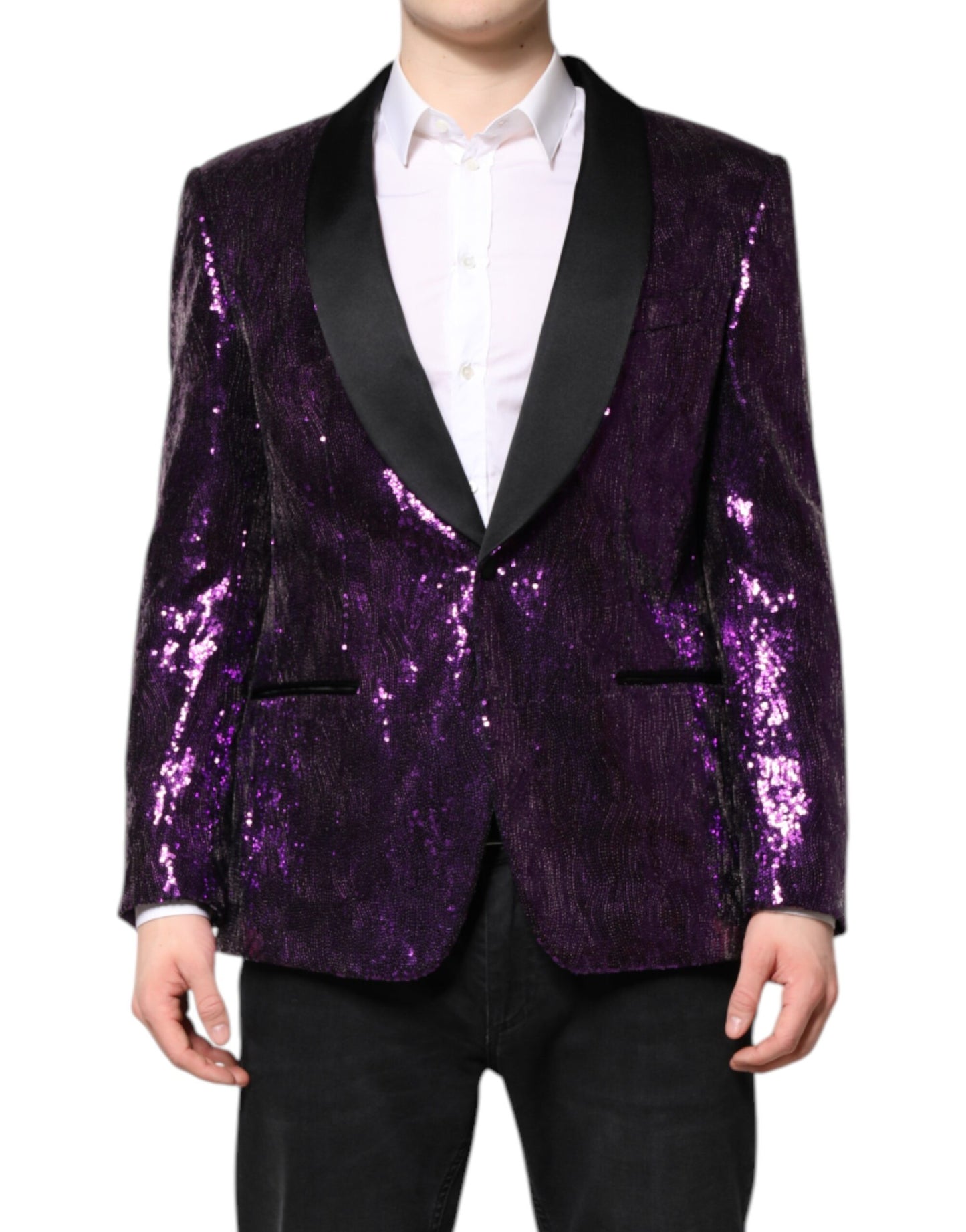 Dolce & Gabbana Lila SICILIA Mantel mit Paillettenverzierung Jacke