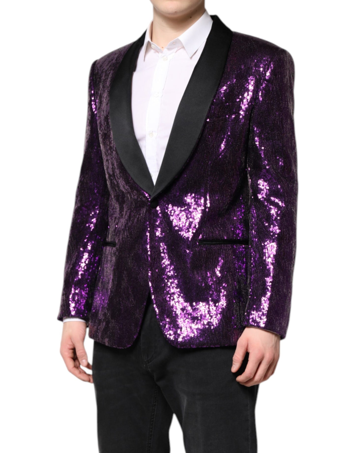Dolce & Gabbana Lila SICILIA Mantel mit Paillettenverzierung Jacke