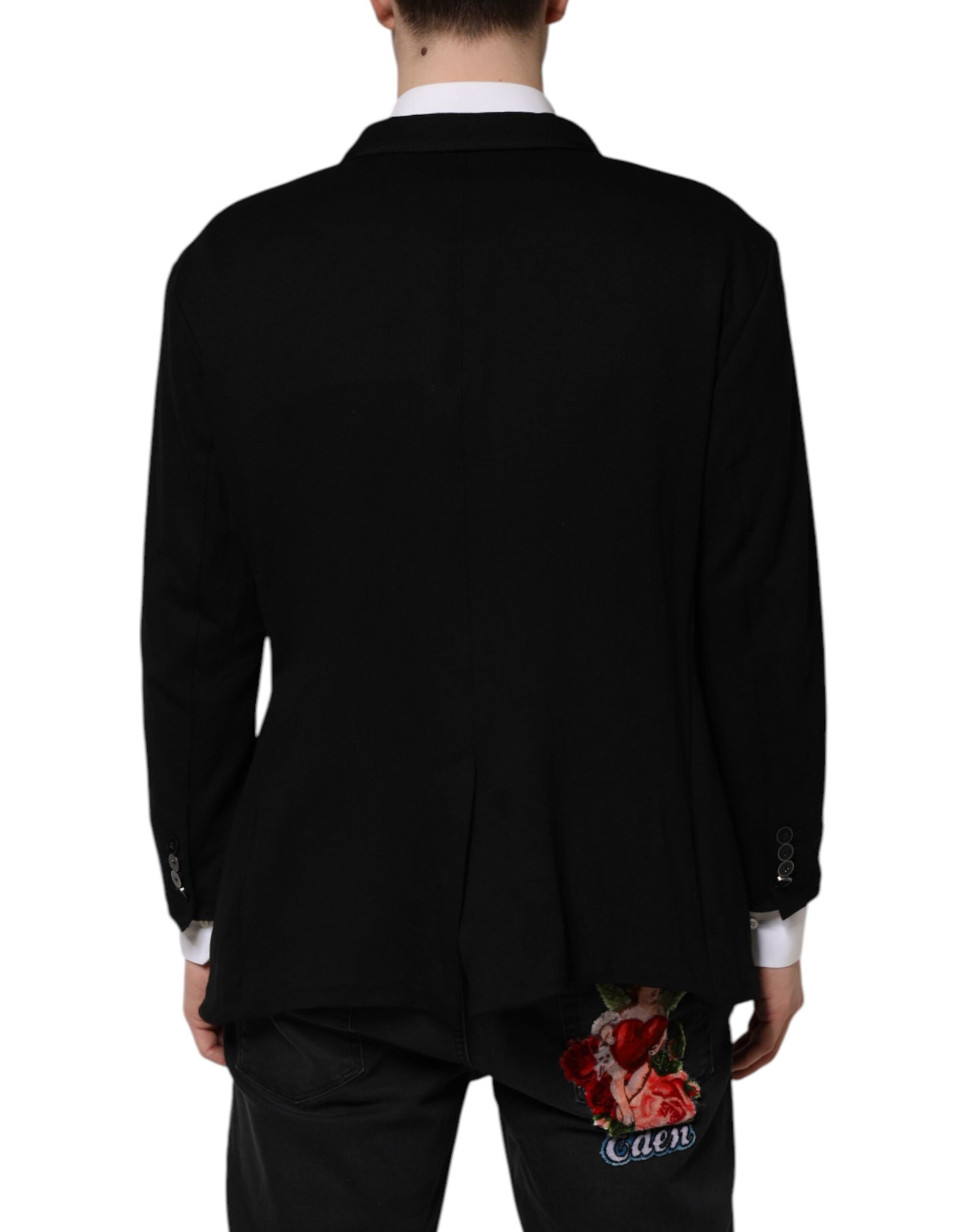 Dolce & Gabbana Schwarzer Viskose DG Crown Blazer Mantel Jacke