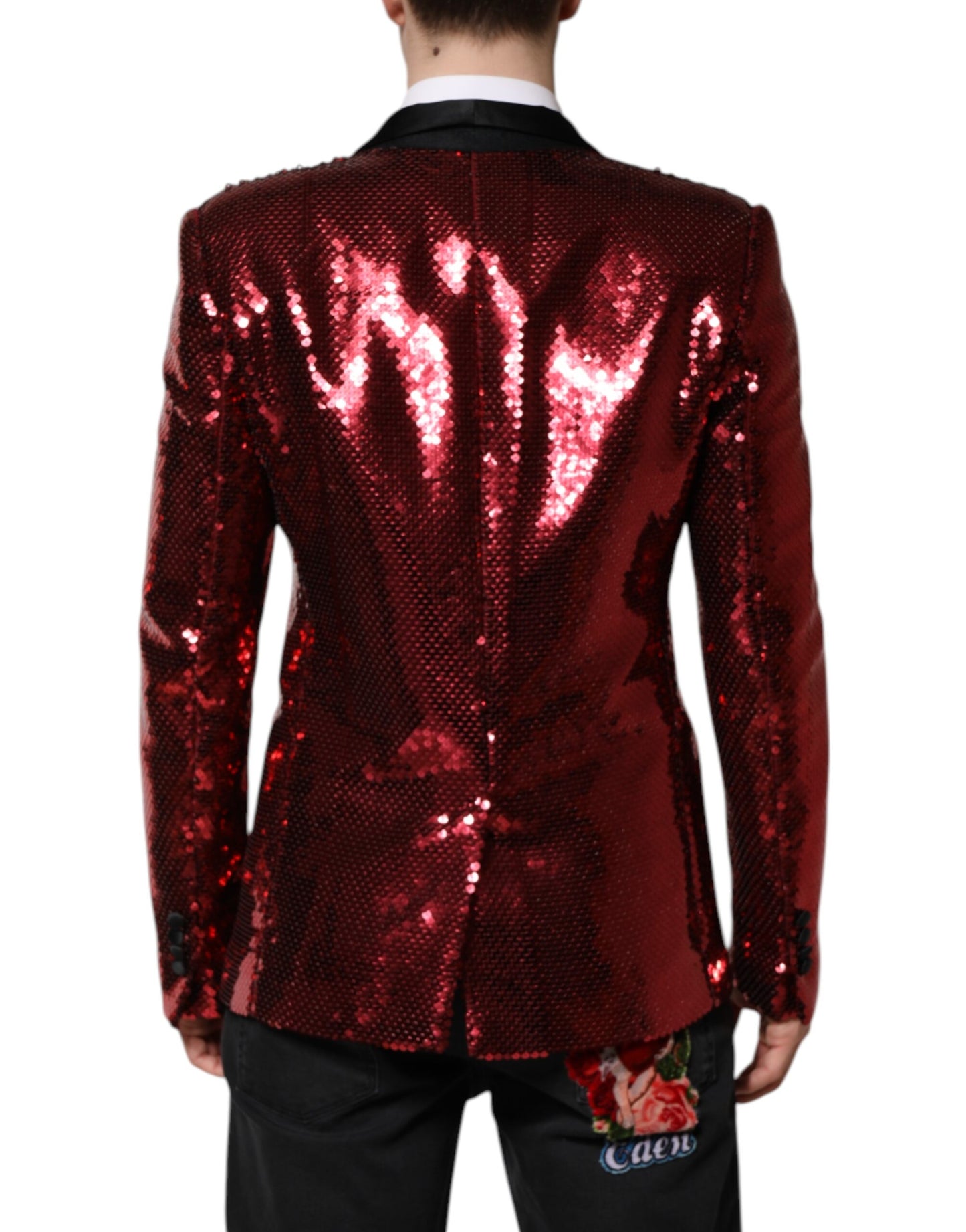 Dolce & Gabbana Rote SICILIA Blazer-Jacke mit Paillettenverzierung