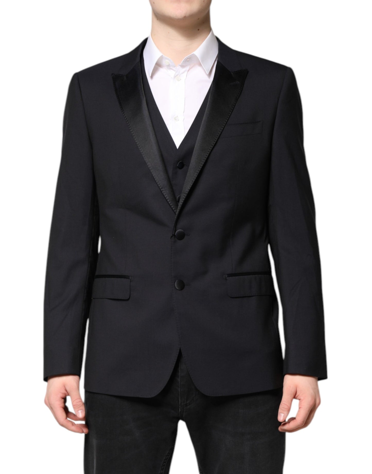 Dolce & Gabbana Dunkelblauer MARTINI Wollanzug 2 Stück Jacke