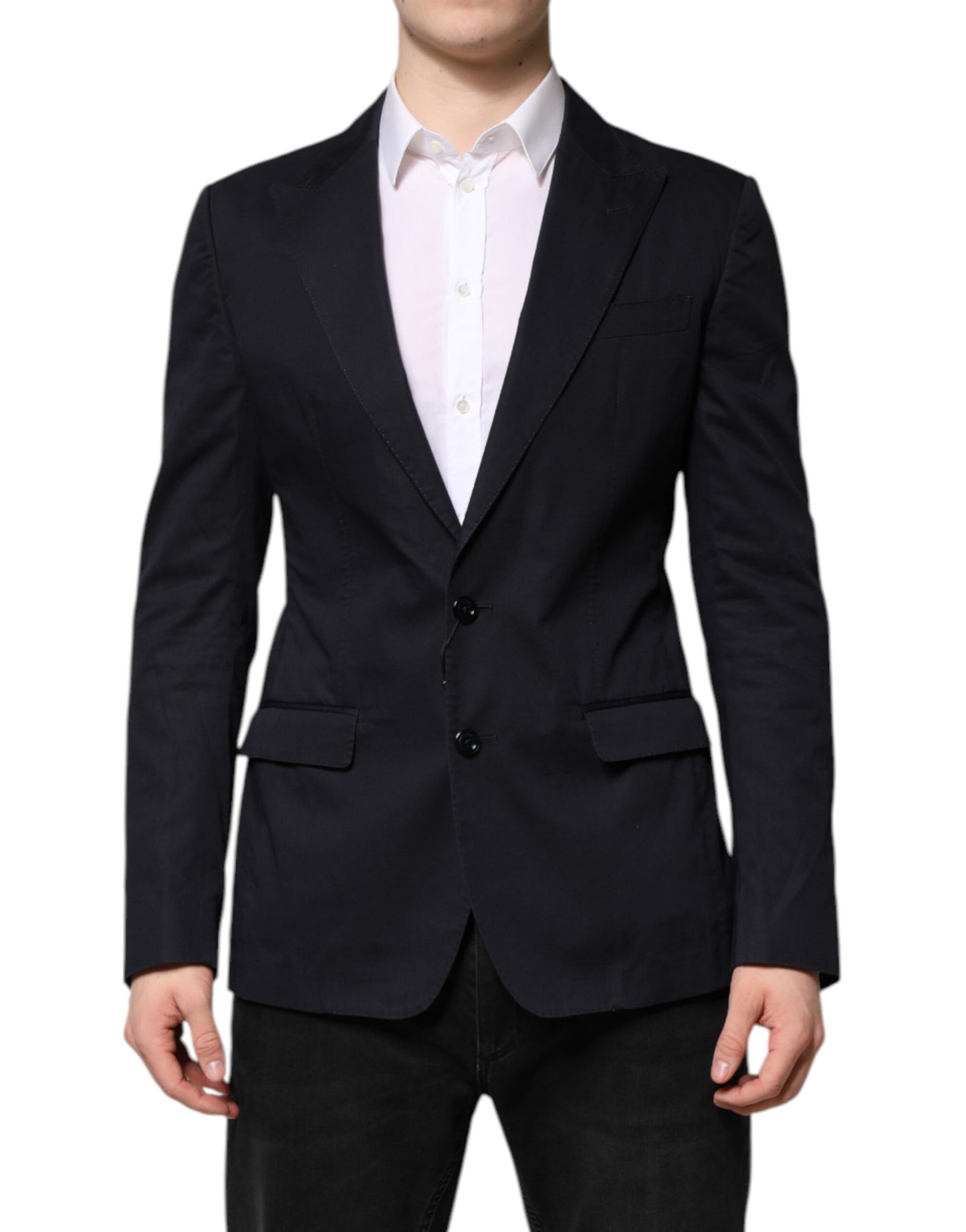 Dolce & Gabbana Dunkelblauer TAORMINA Baumwoll-Blazer Anzugjacke