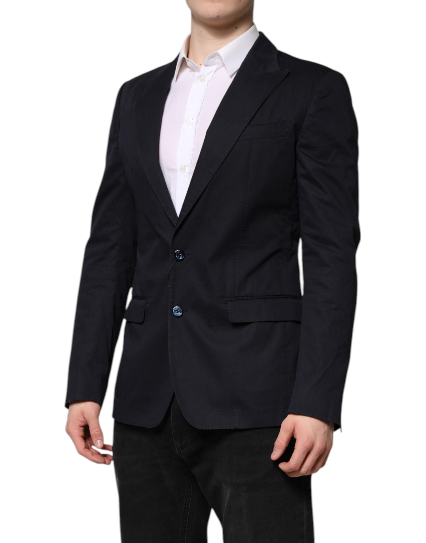 Dolce & Gabbana Dunkelblauer TAORMINA Baumwoll-Blazer Anzugjacke