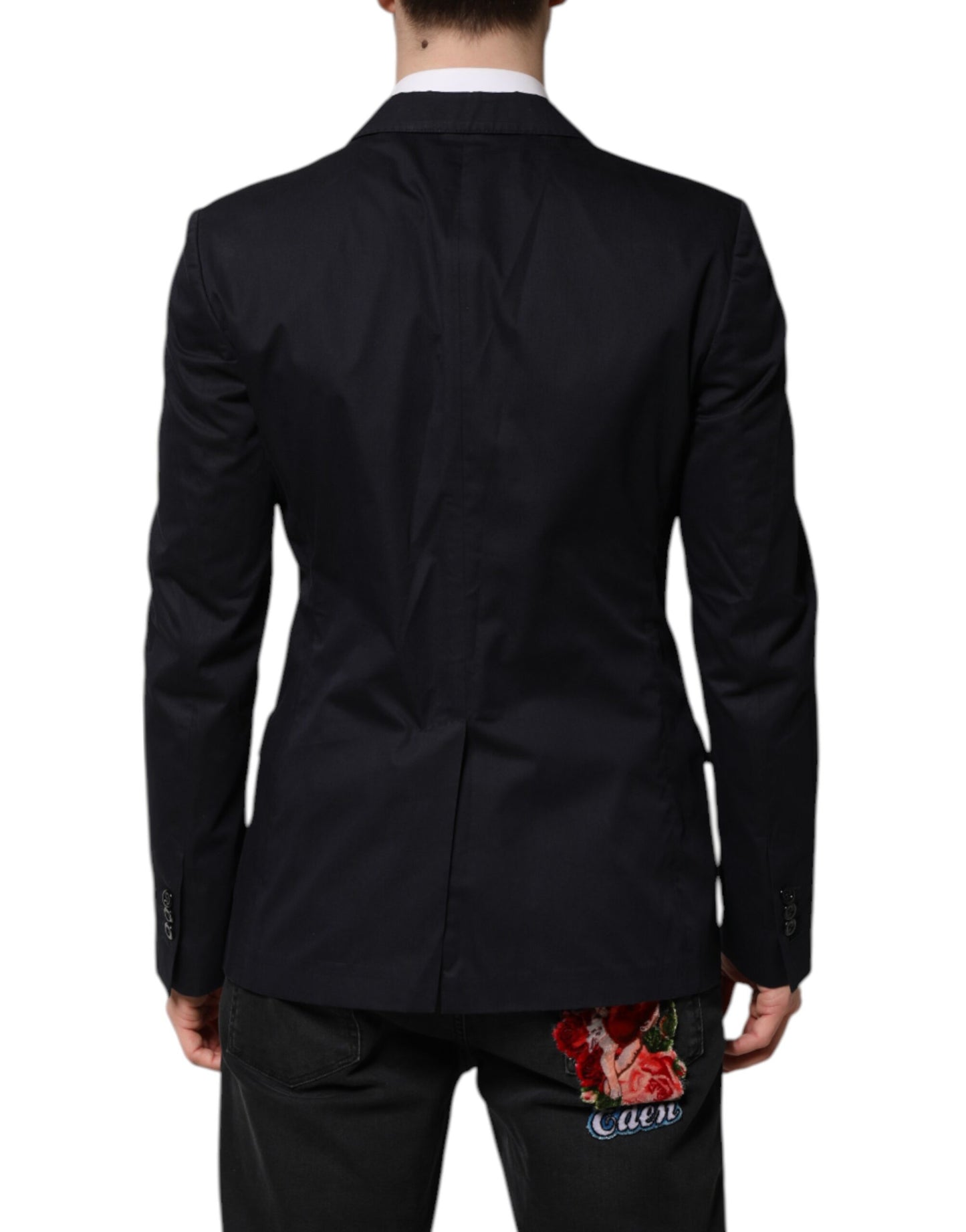Dolce & Gabbana Dunkelblauer TAORMINA Baumwoll-Blazer Anzugjacke