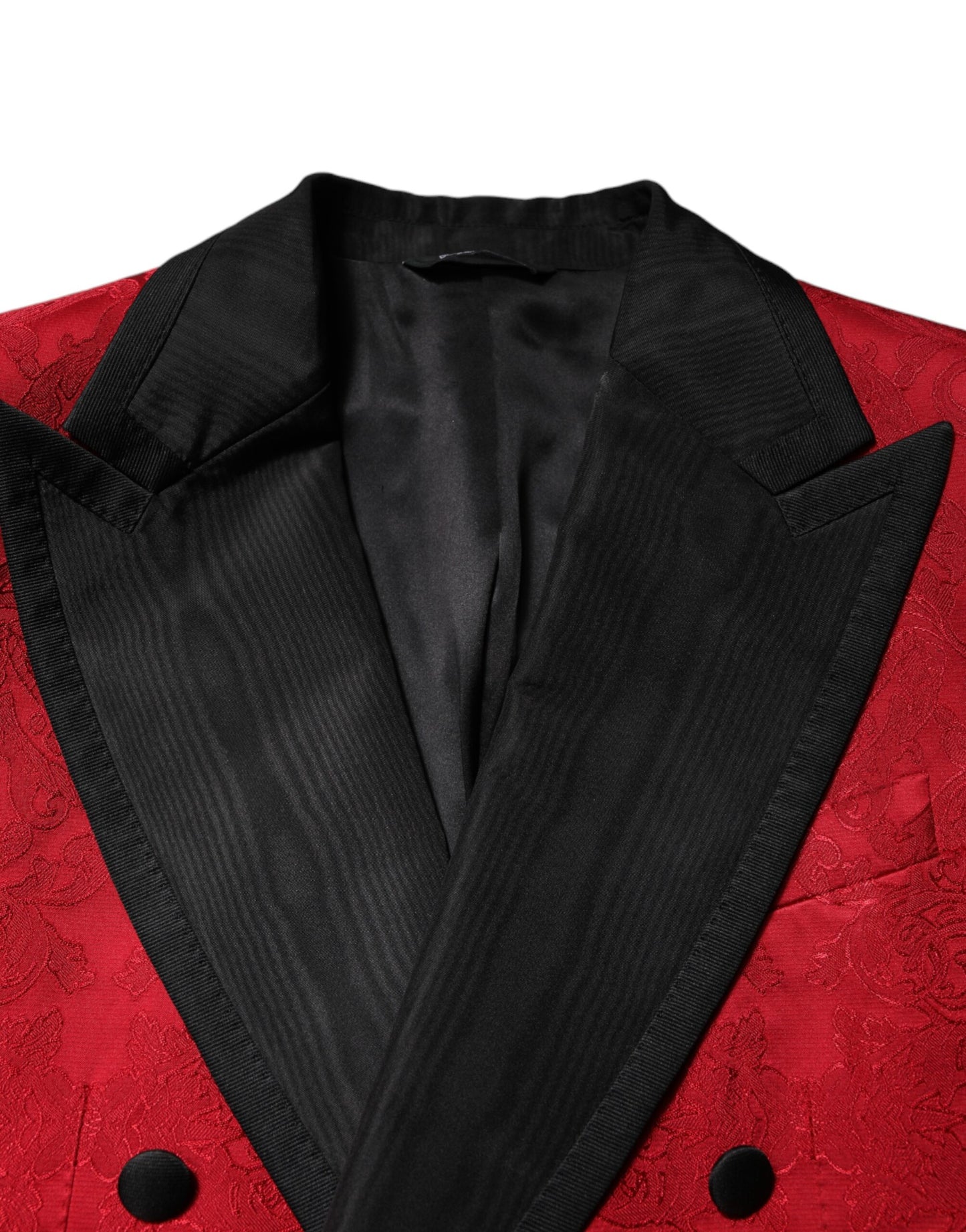 Dolce & Gabbana Roter geblümter Jacquard-Anzug, doppelreihig, 2-teilig