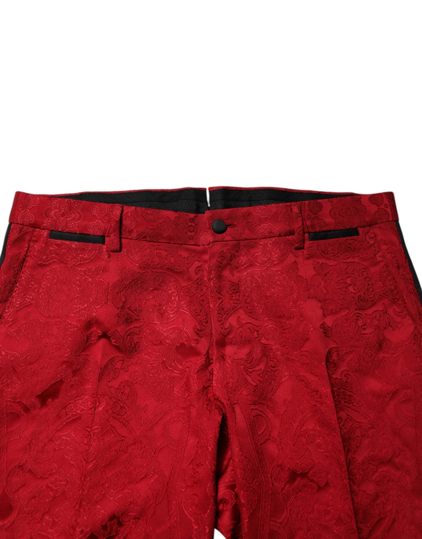 Dolce & Gabbana Roter geblümter Jacquard-Anzug, doppelreihig, 2-teilig