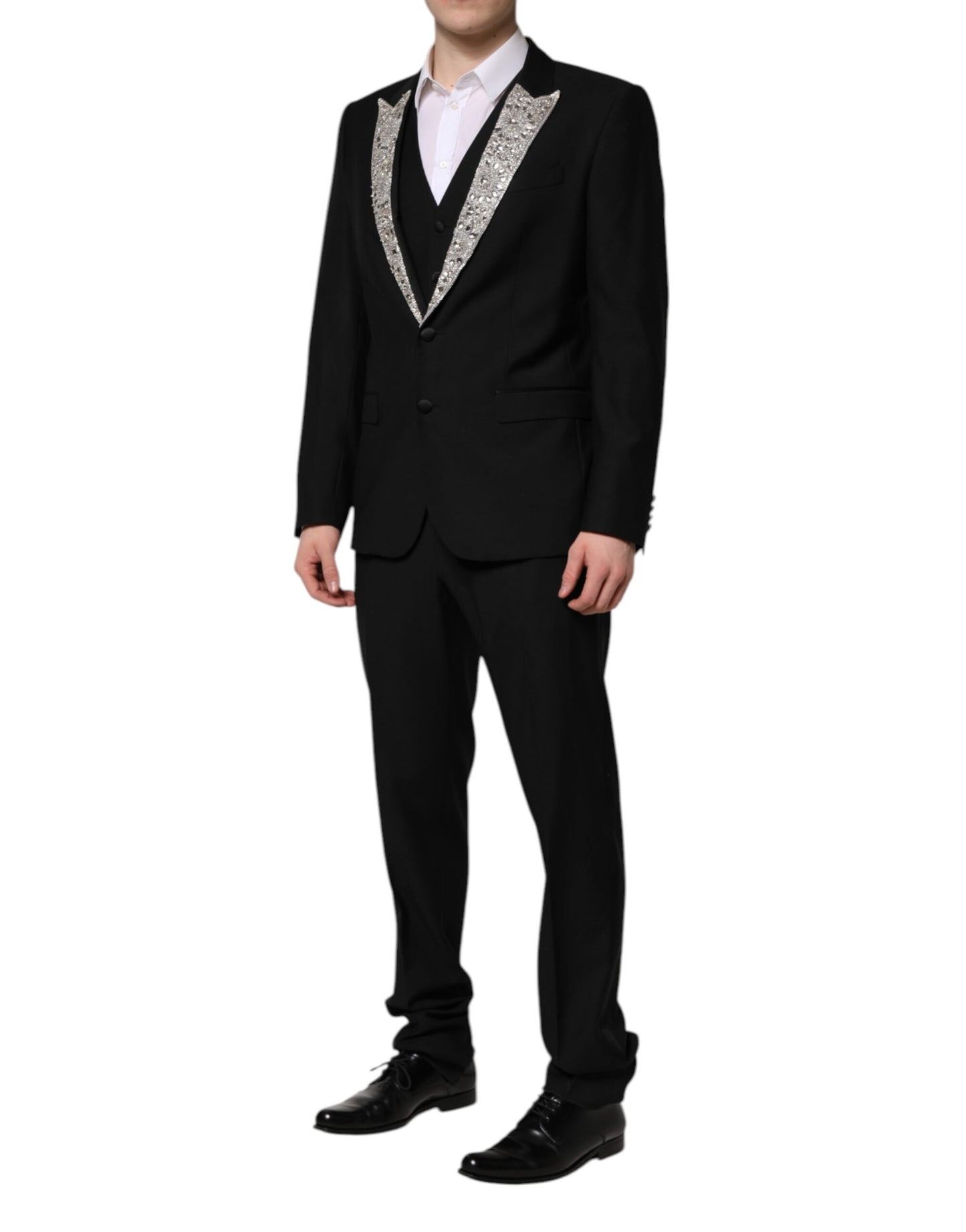 Dolce & Gabbana Schwarzer MARTINI Anzug mit Kristallverzierung 3tlg.