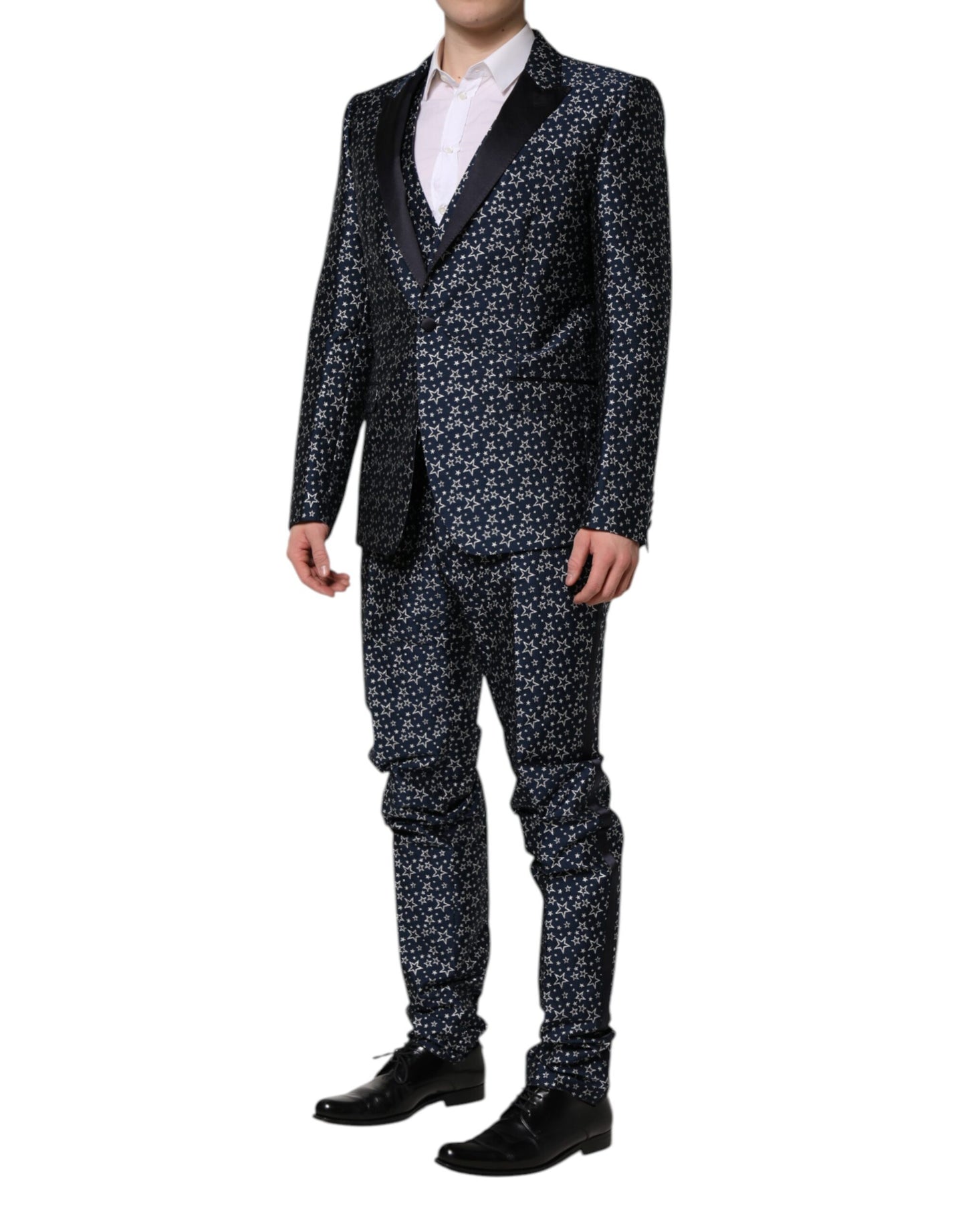 Dolce & Gabbana Blauer MARTINI Star Jacquard 3 Stück Anzug