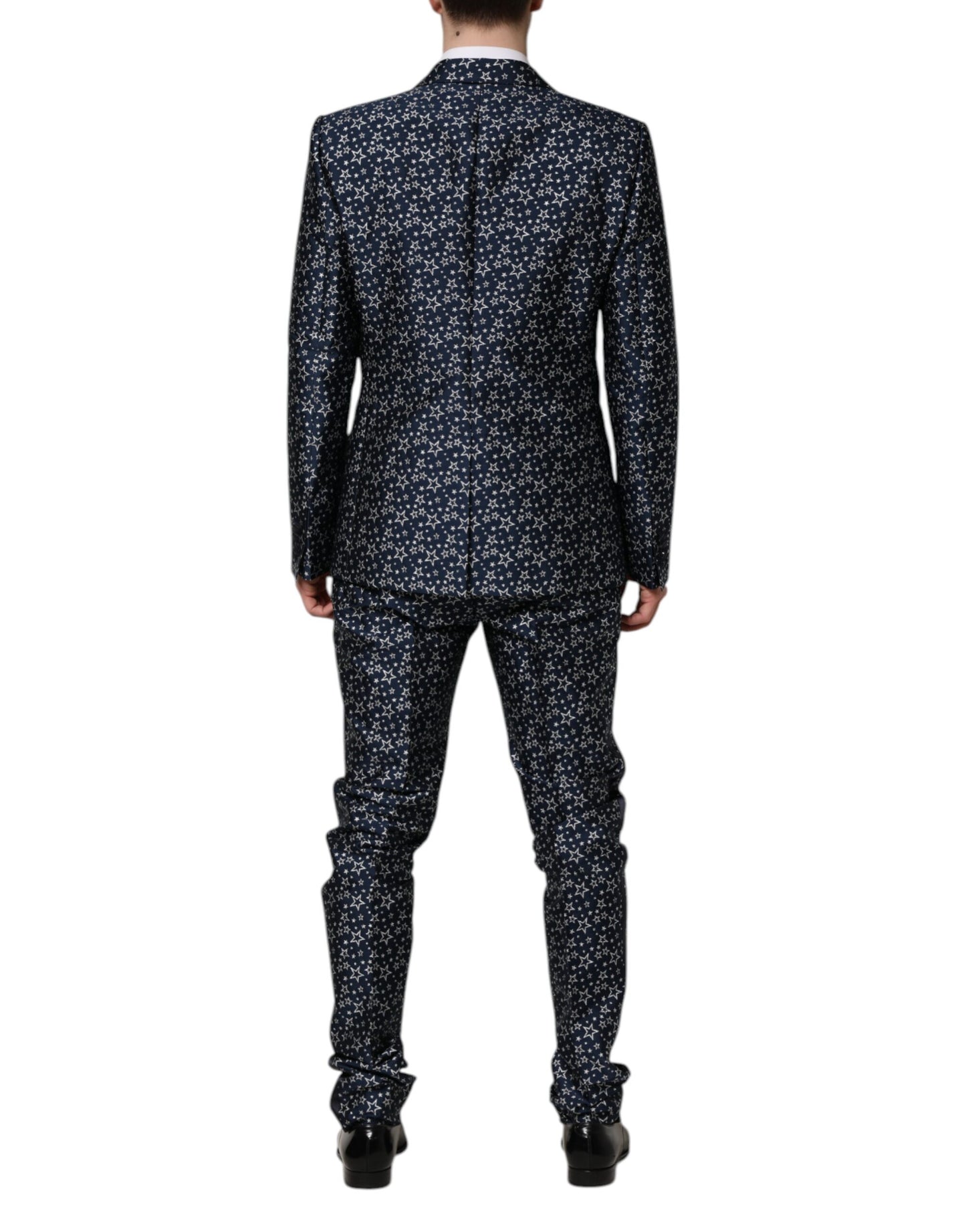 Dolce & Gabbana Blauer MARTINI Star Jacquard 3 Stück Anzug