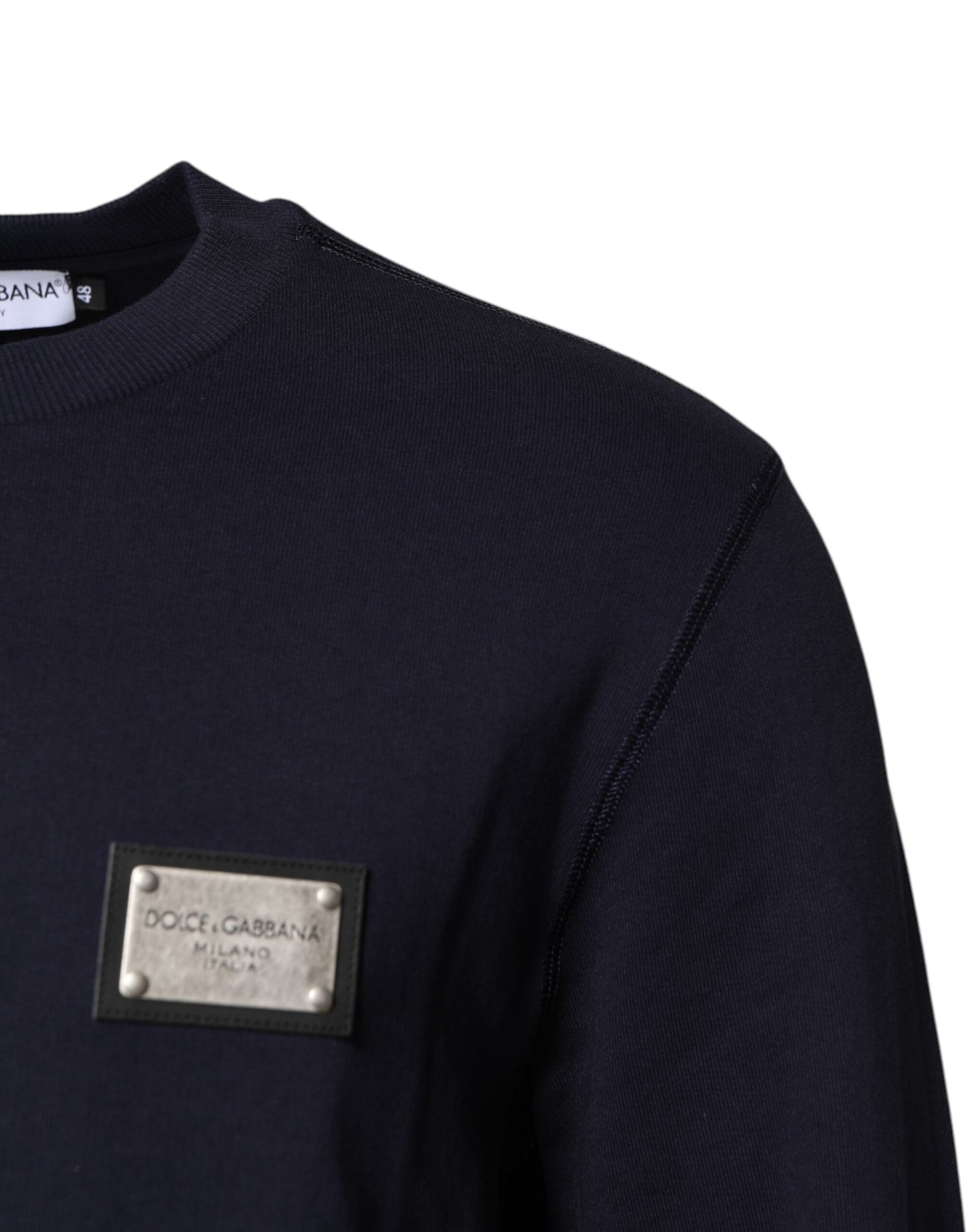 Dolce & Gabbana Dunkelblauer Logo-Rundhals-Pullover