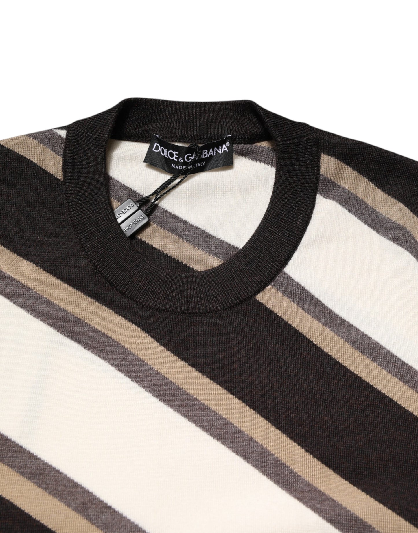 Dolce & Gabbana Mehrfarbig gestreifter Pullover mit Rundhalsausschnitt