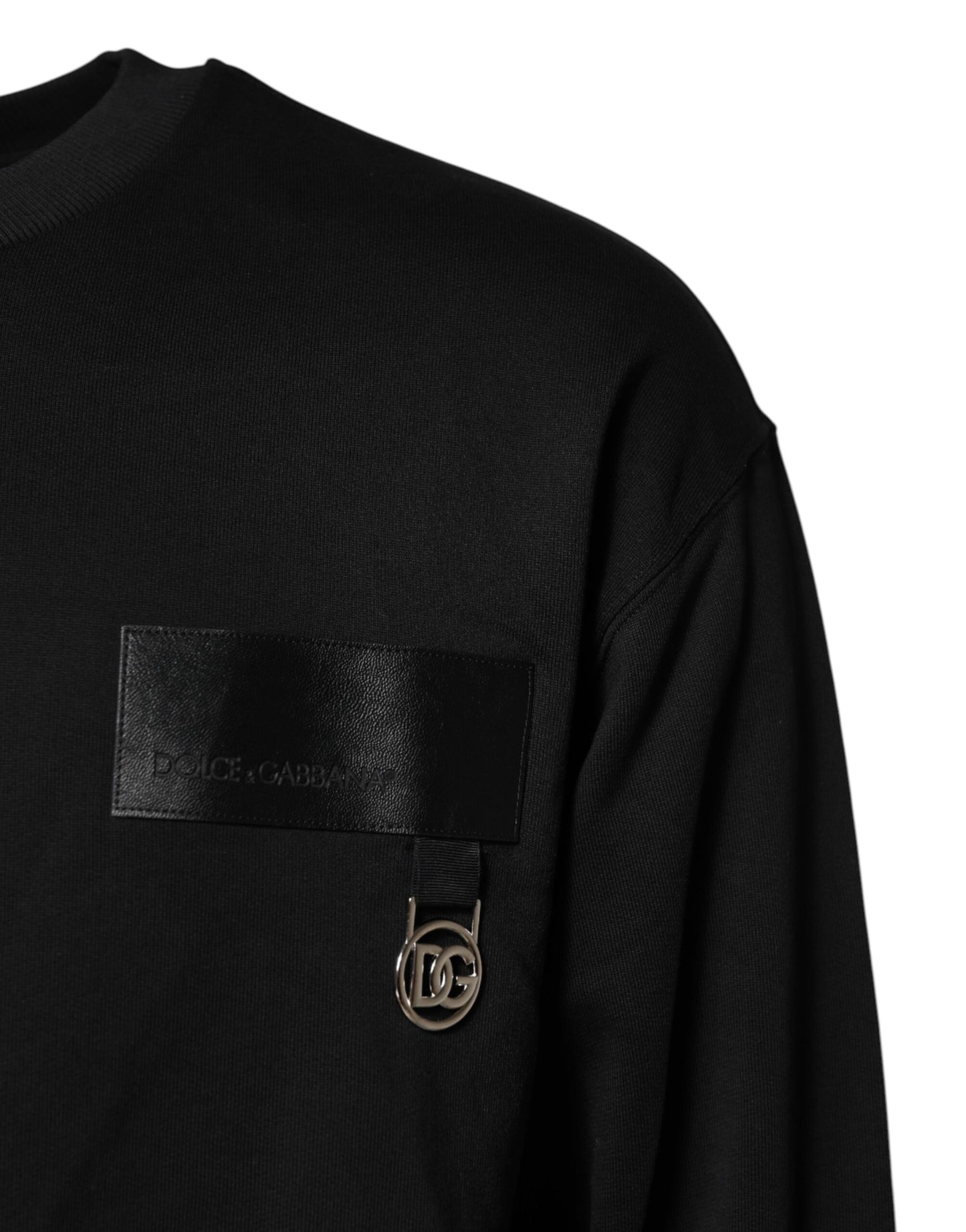 Dolce & Gabbana Schwarzes DG Logo Rundhals-Sweatshirt Pullover
