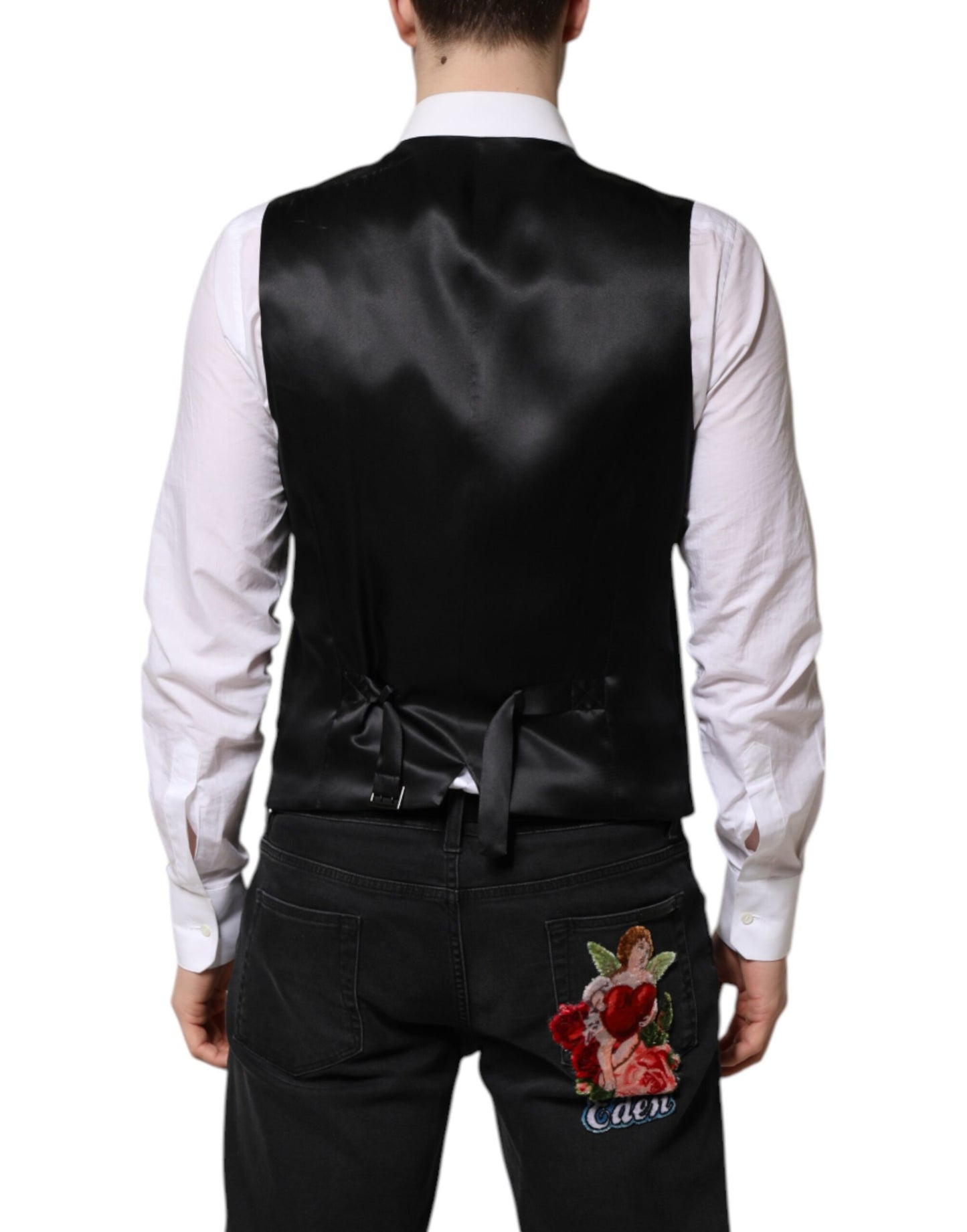 Dolce & Gabbana Grün Wolle Kleid Formal Männer Weste Weste