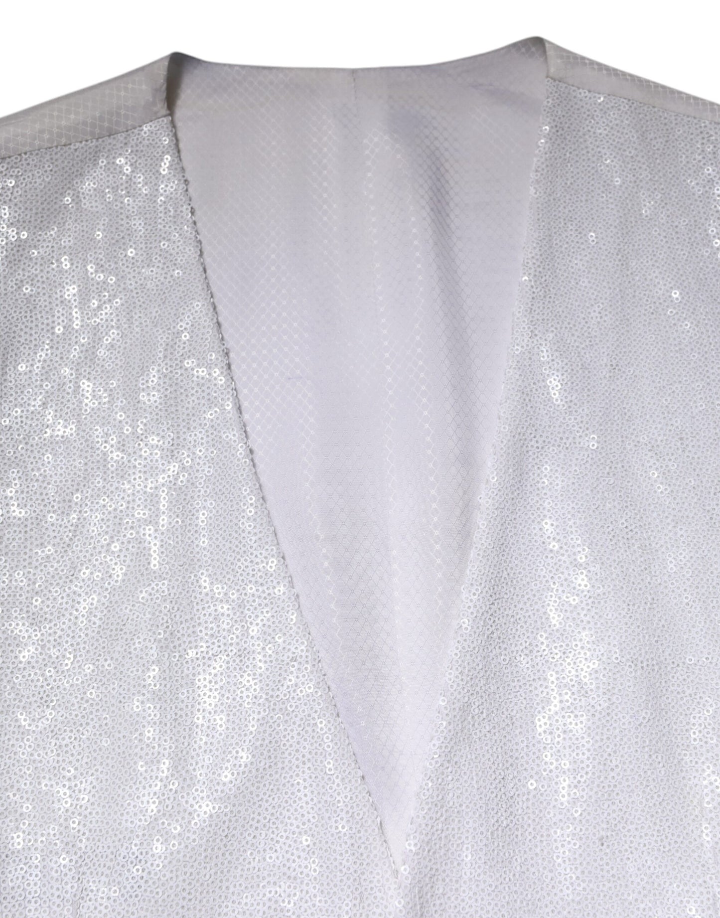Dolce & Gabbana Weißes Paillettenkleid Formelle Weste Weste