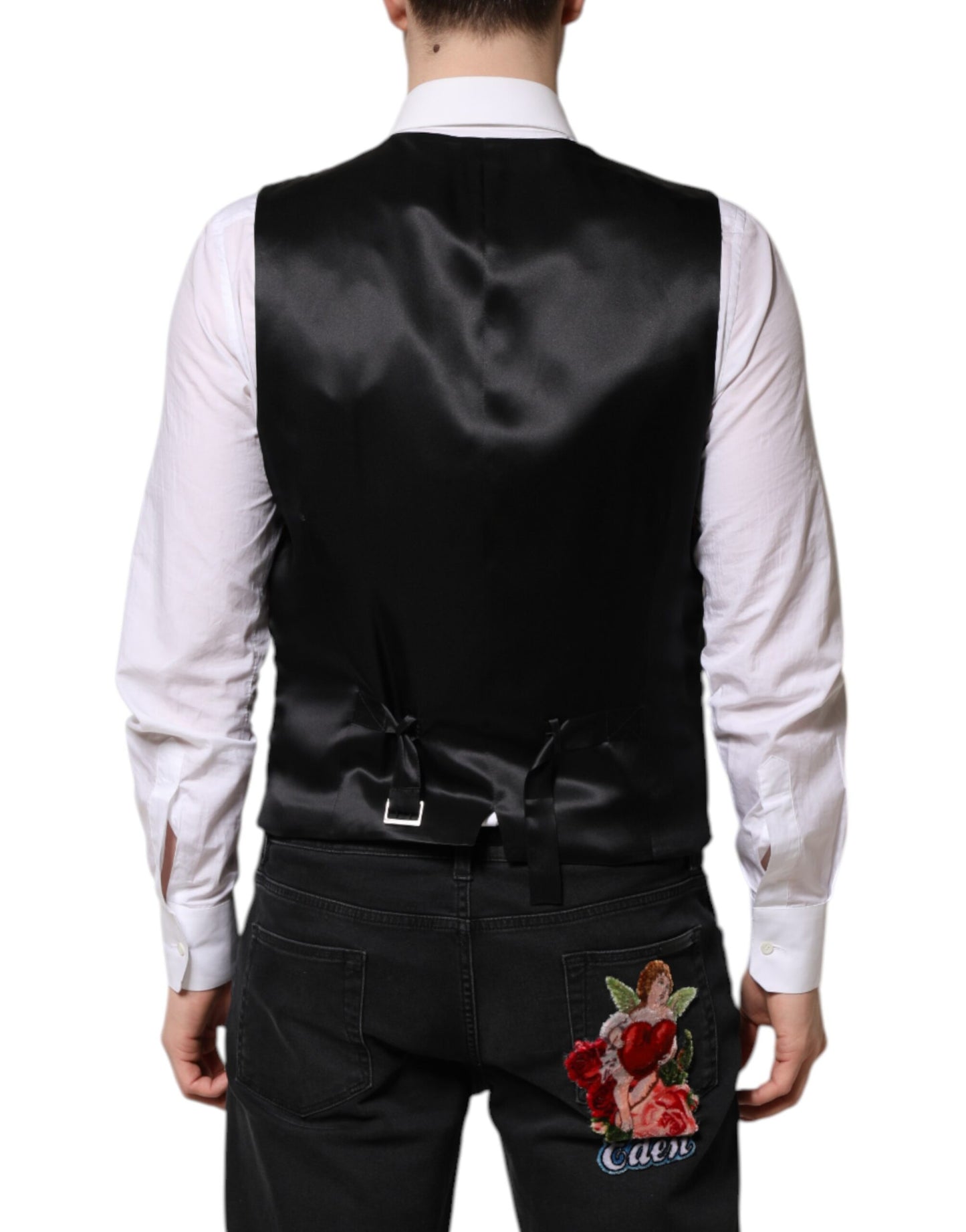 Dolce & Gabbana Rote Blumen Brokat Formal Männer Weste Weste