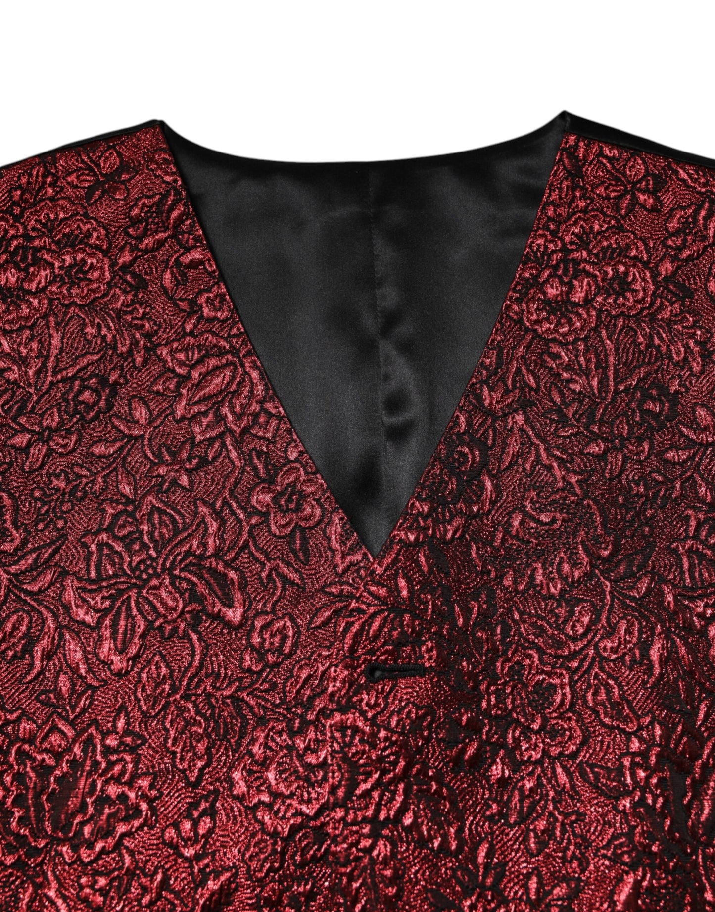 Dolce & Gabbana Rote Blumen Brokat Formal Männer Weste Weste