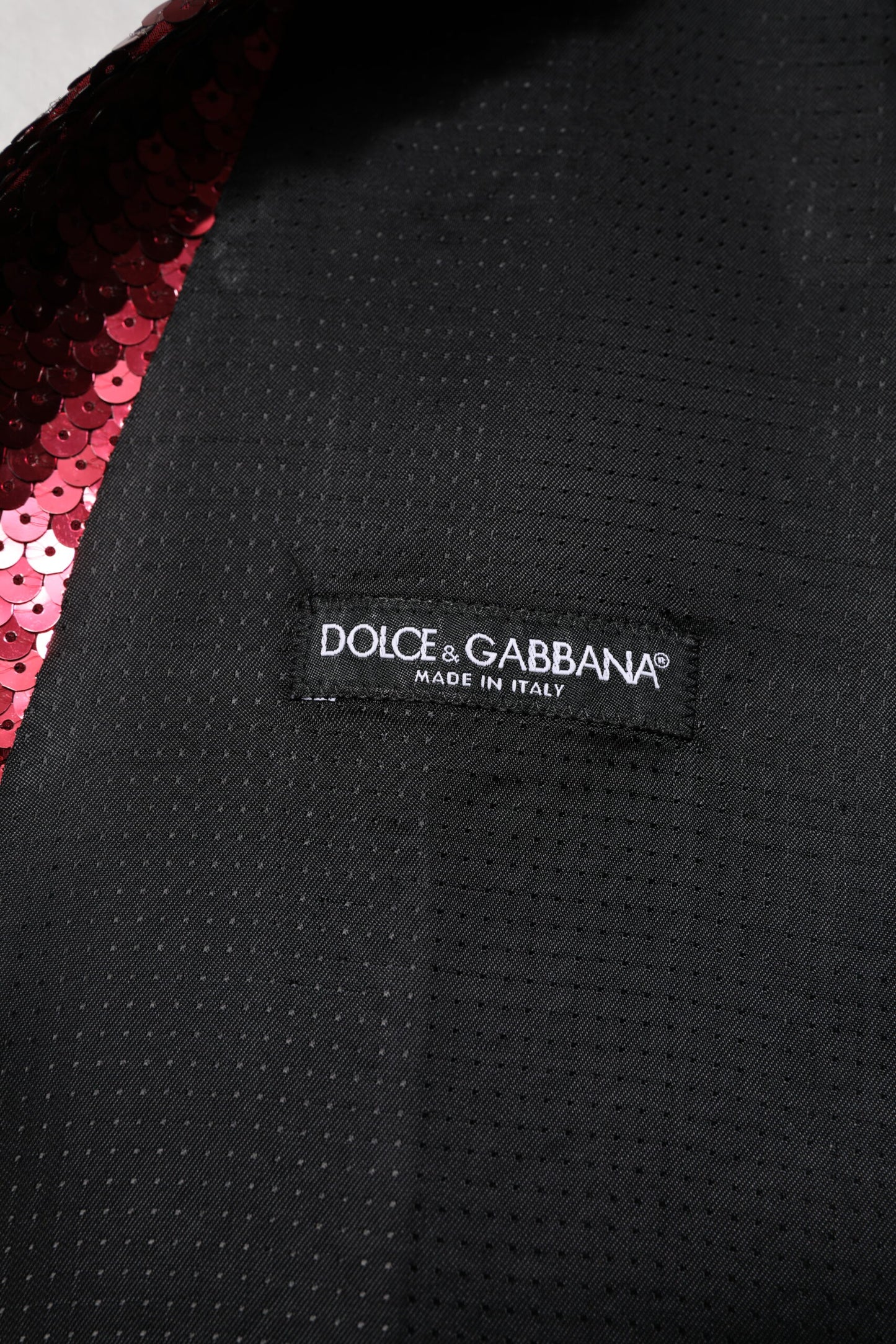 Dolce & Gabbana Rotes Paillettenkleid Formelle Männer Weste Weste
