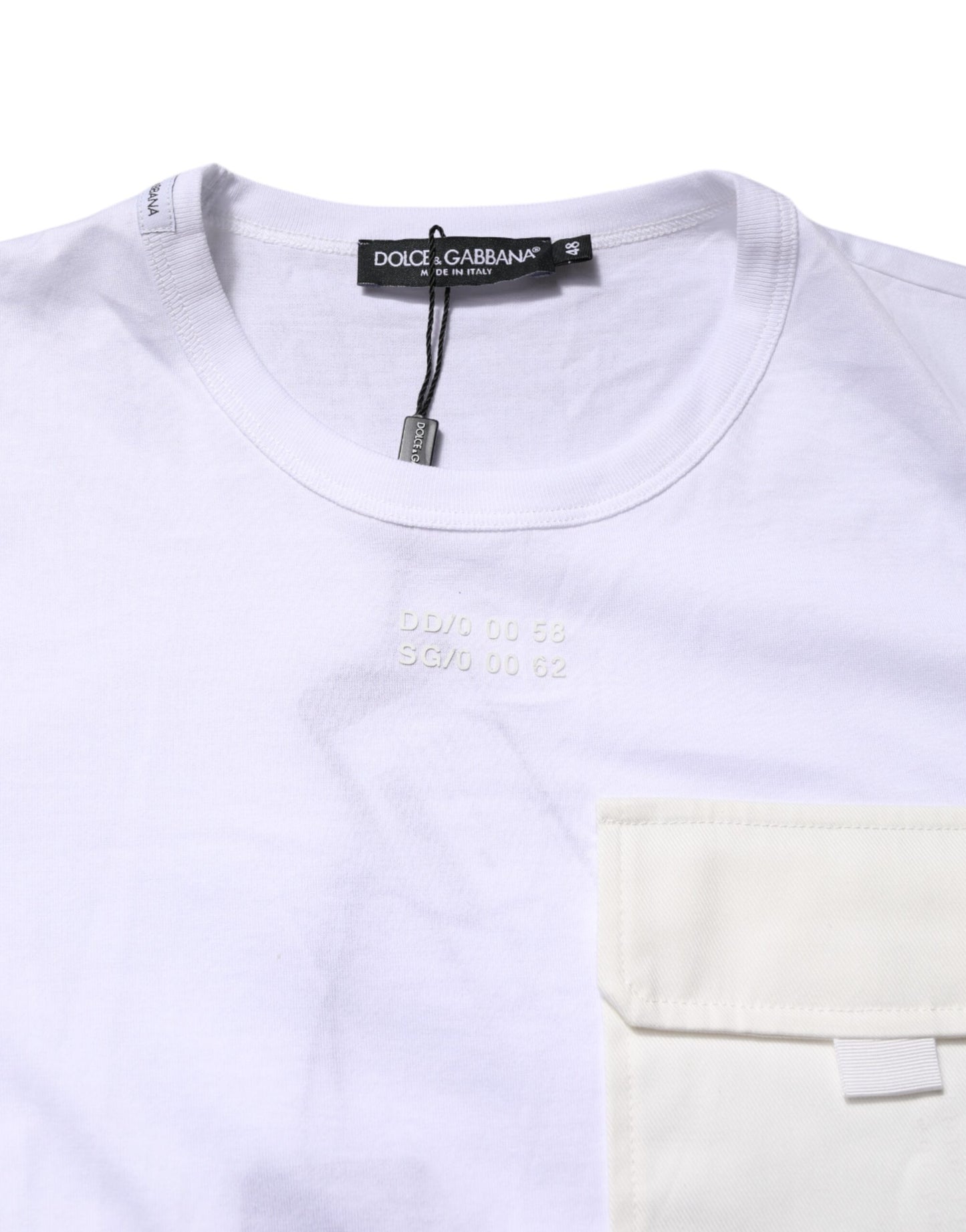 Dolce & Gabbana Weißes Baumwolltaschen-T-Shirt mit kurzen Ärmeln