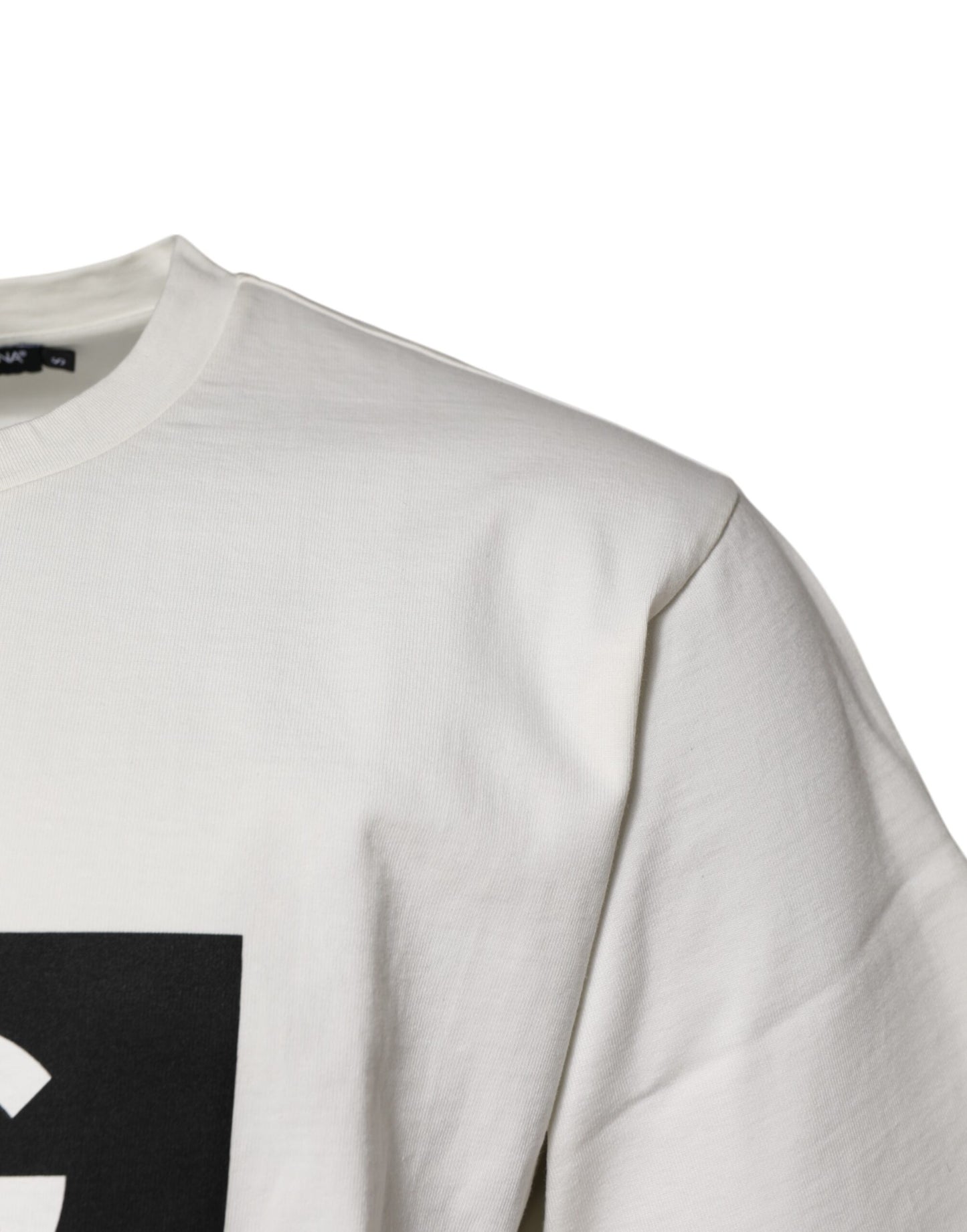 Dolce & Gabbana Weißes T-Shirt mit Rundhalsausschnitt und DG-Logo-Druck aus Baumwolle
