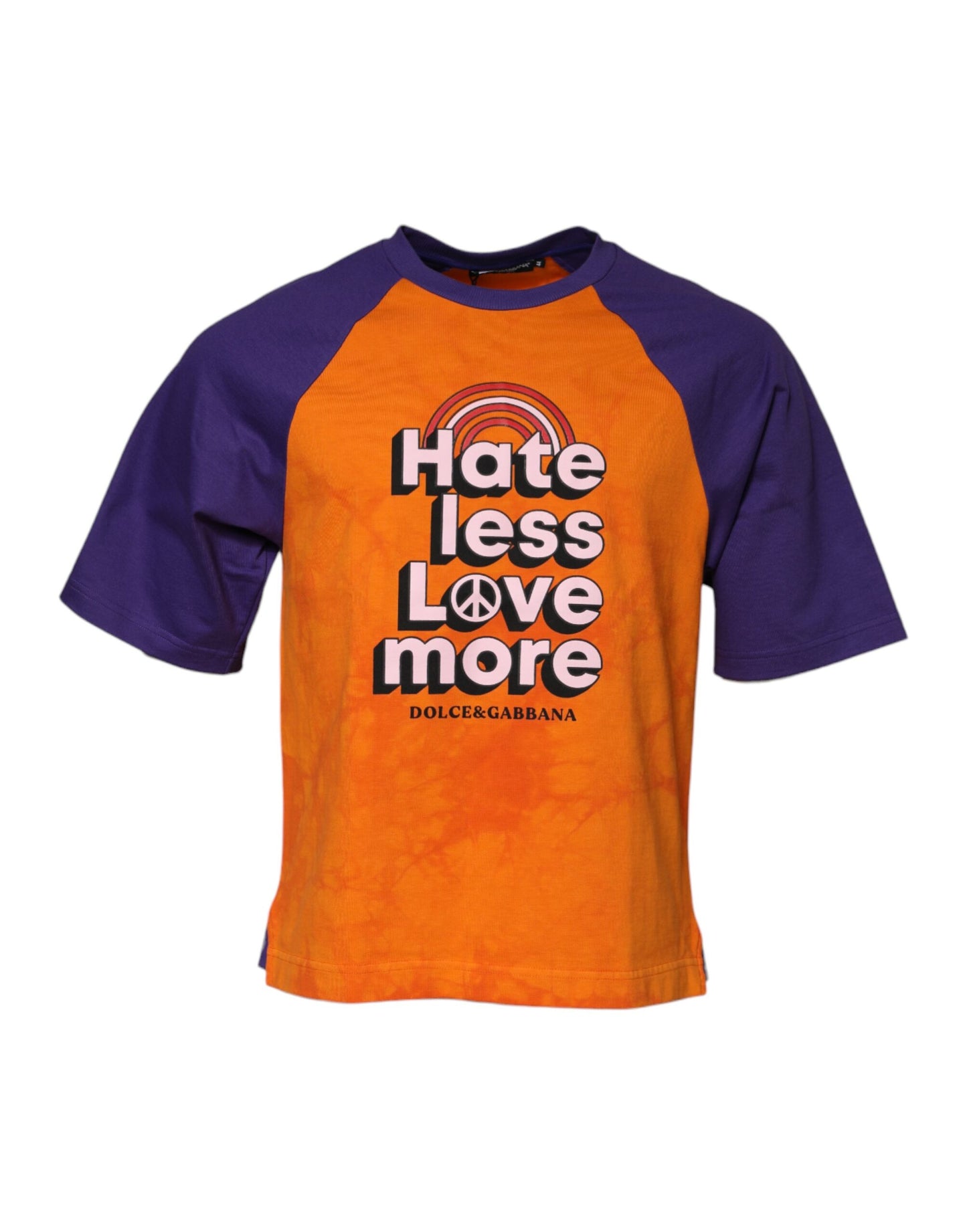 Dolce & Gabbana Orange lila bedrucktes T-Shirt mit Rundhalsausschnitt