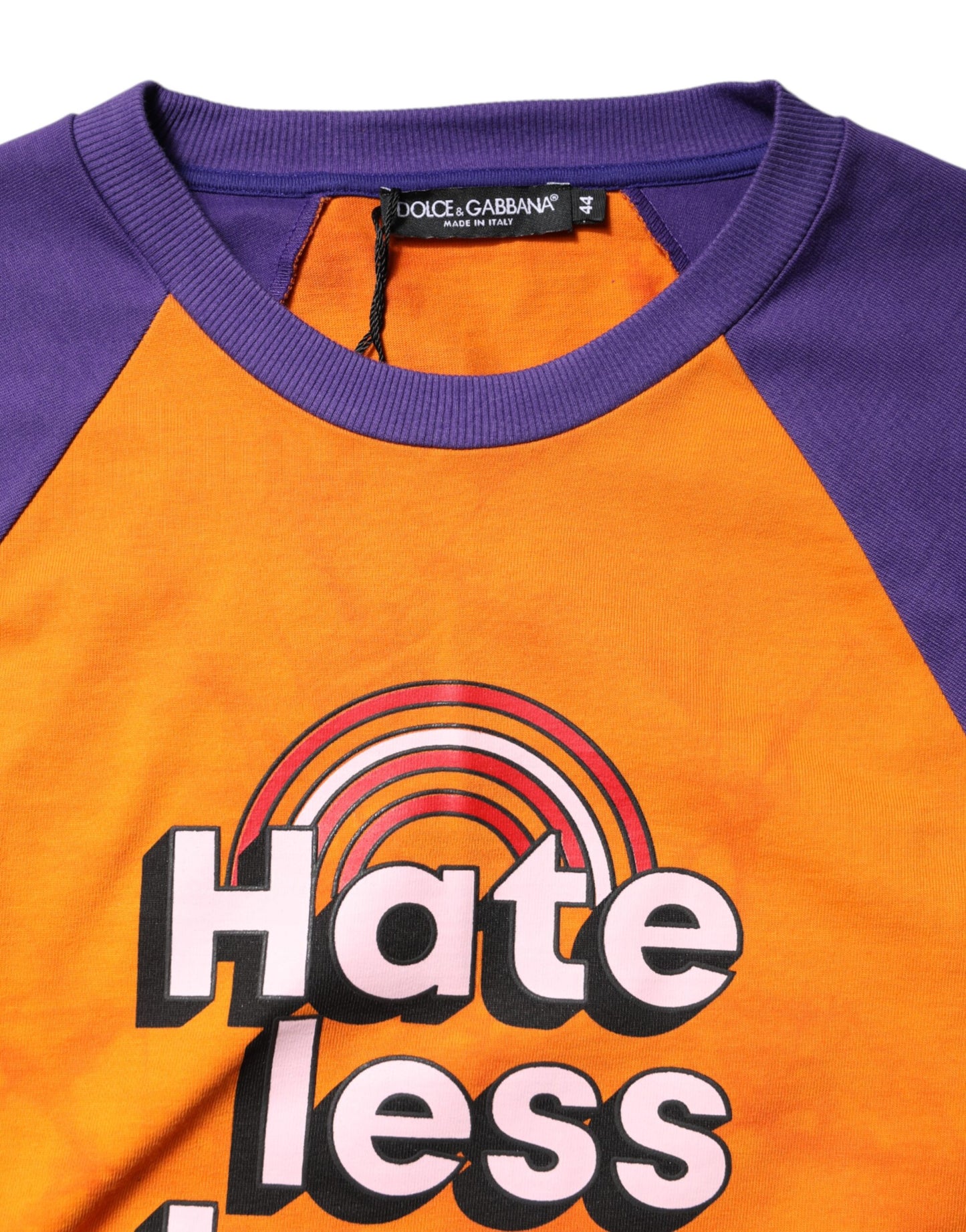 Dolce & Gabbana Orange lila bedrucktes T-Shirt mit Rundhalsausschnitt