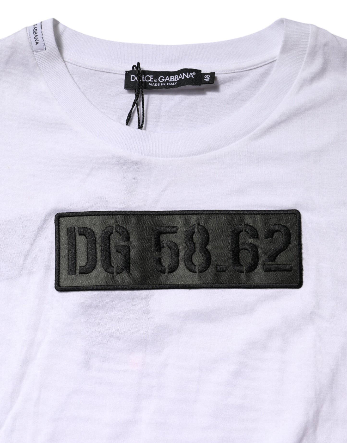 Dolce & Gabbana Weißes T-Shirt mit Logo-Stickerei und Rundhalsausschnitt