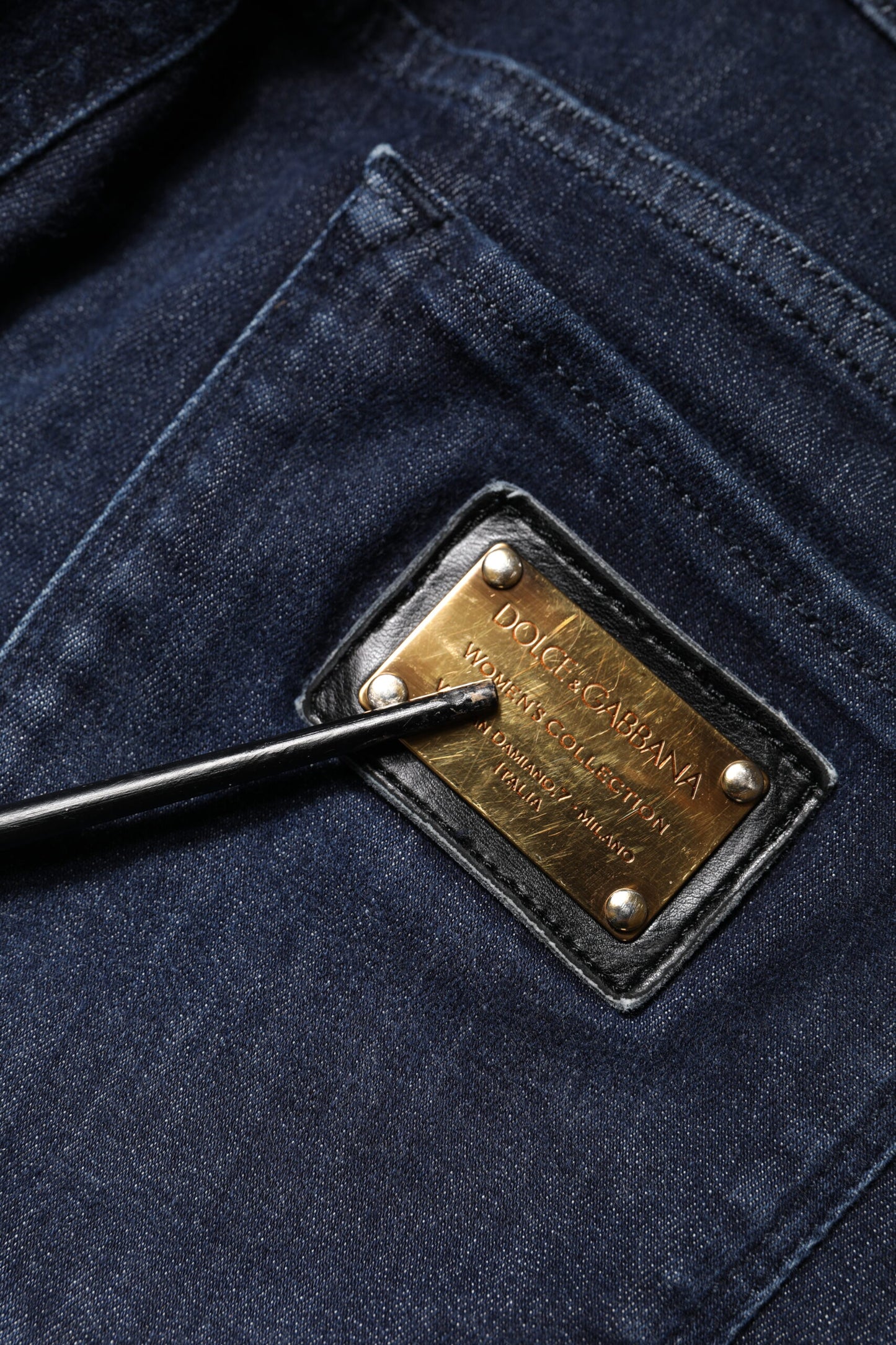Dolce & Gabbana Dunkelblaue Baumwoll-Skinny-Cropped-Denim-Jeans