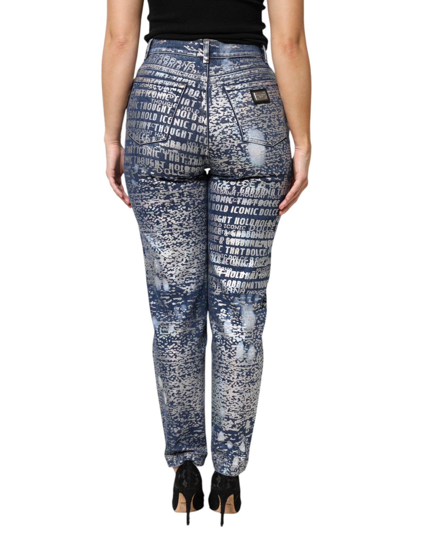 Dolce & Gabbana Blaue, gewaschene Denim-Jeans mit hoher Taille