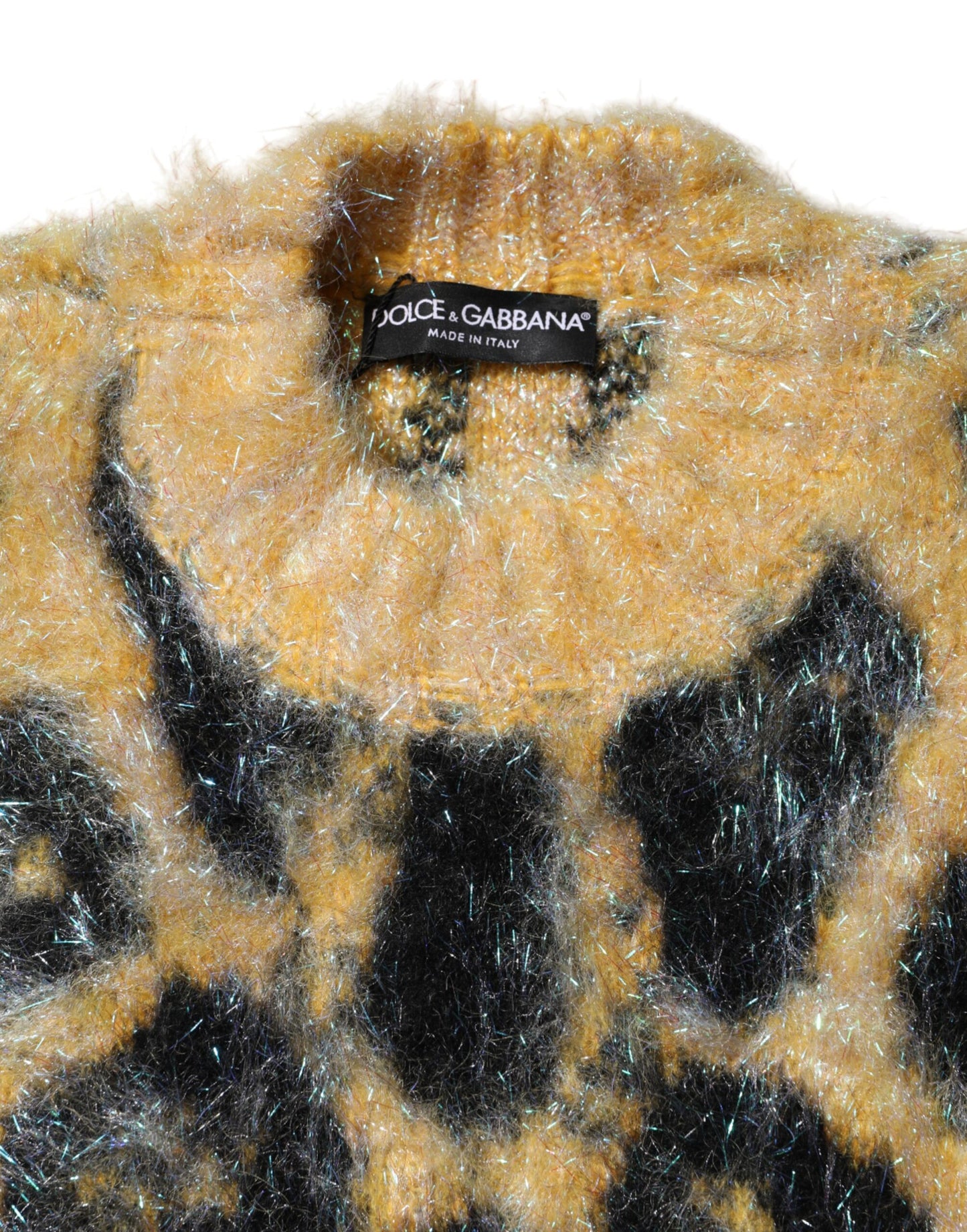 Dolce & Gabbana Multicolor Leopard Mohair Rundhalspullover