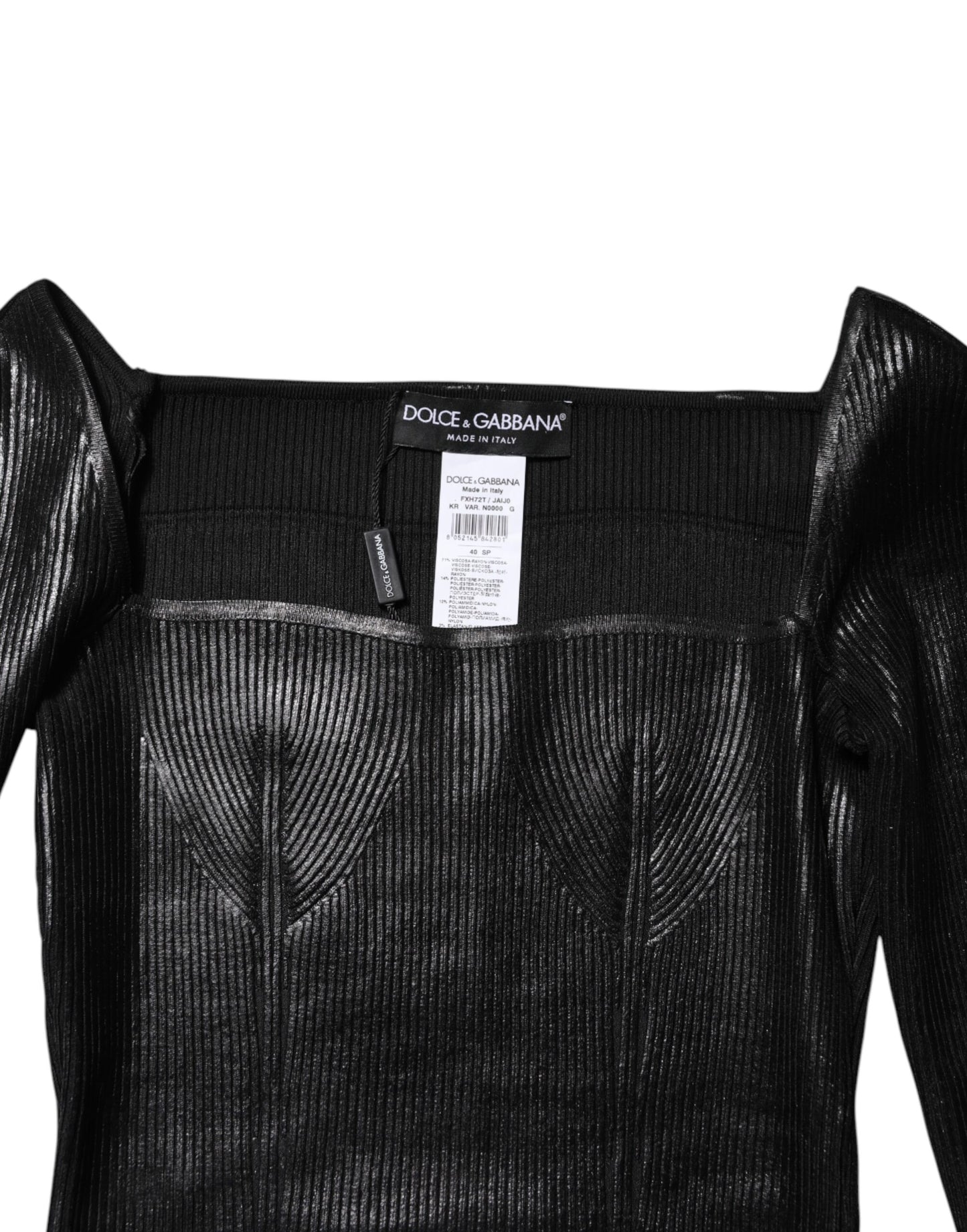 Dolce & Gabbana Schwarzes langärmeliges Blusentop aus Viskose