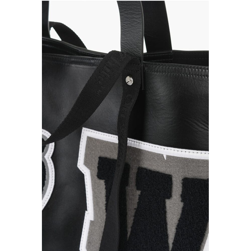 Off-White DAY OFF VARSITY Wochenendtasche aus Leder mit kontrastierenden Aufnähern