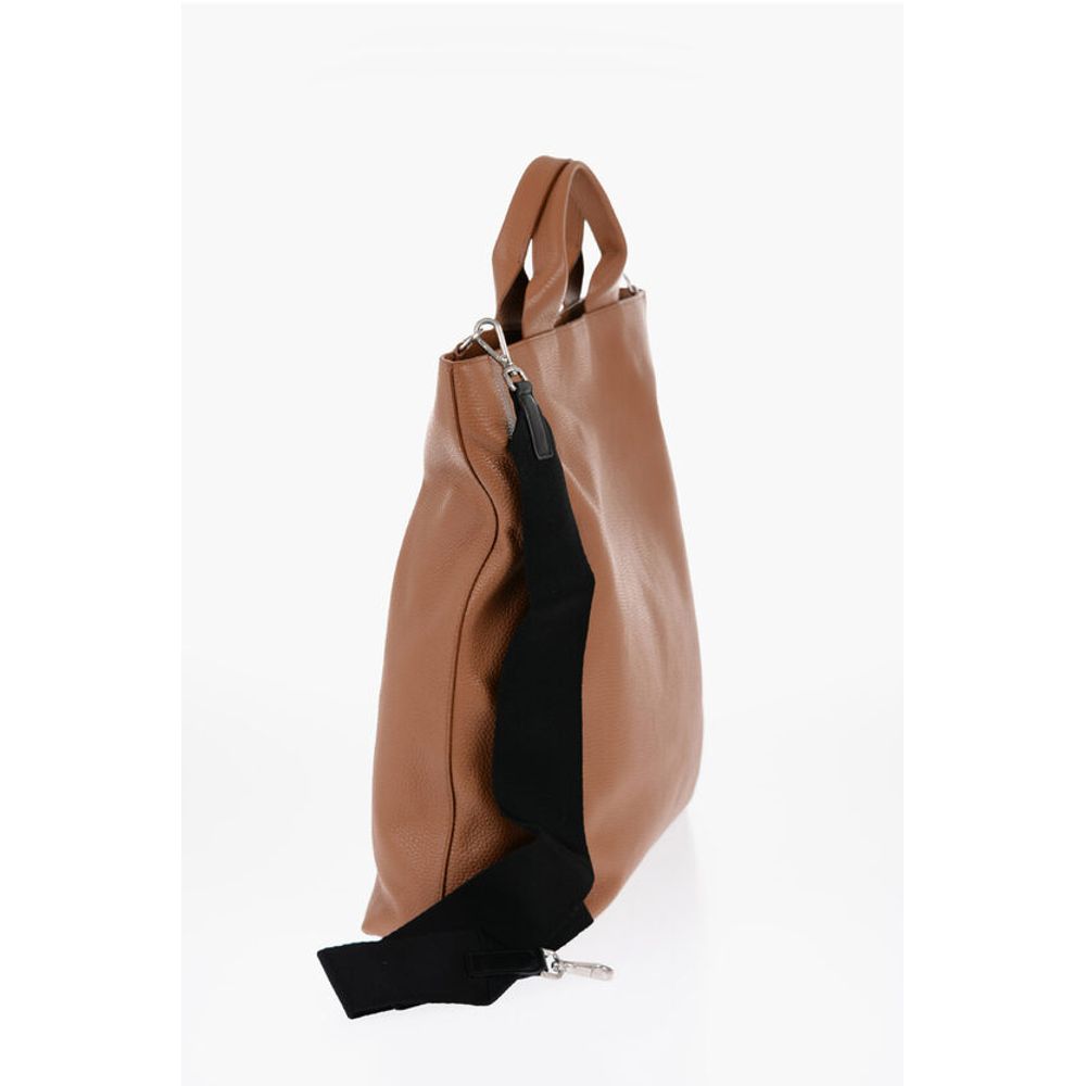 Jil Sander Tote Tasche aus strukturiertem Leder mit Bandschulterriemen
