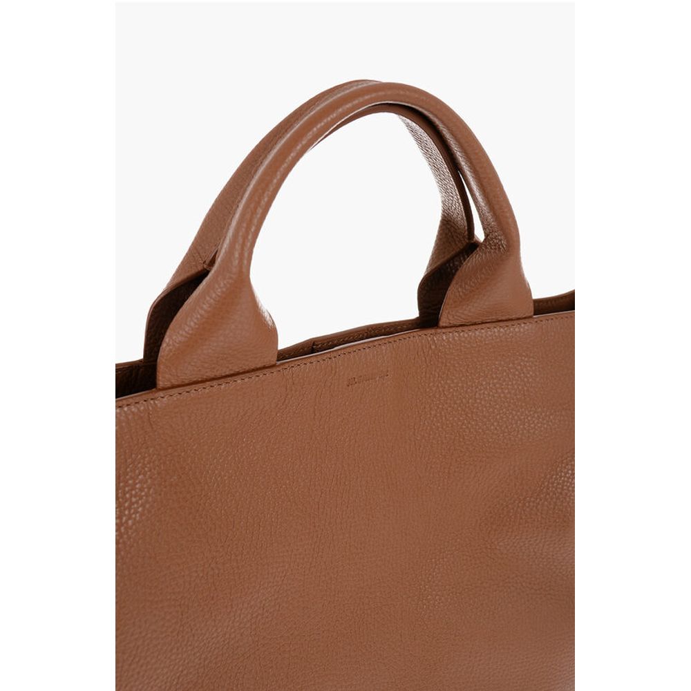 Jil Sander Tote Tasche aus strukturiertem Leder mit Bandschulterriemen