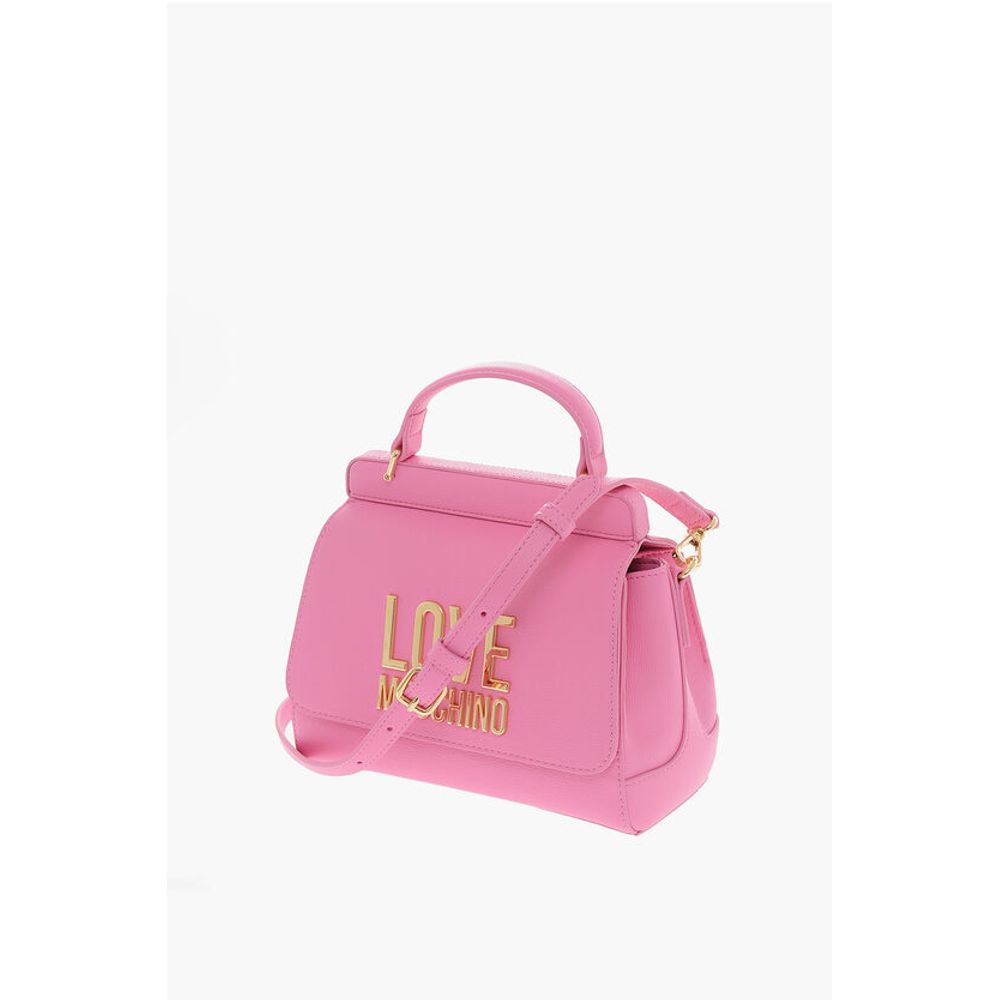 Moschino LOVE Mini-Tasche aus Kunstleder mit goldener Maxi-Plakette