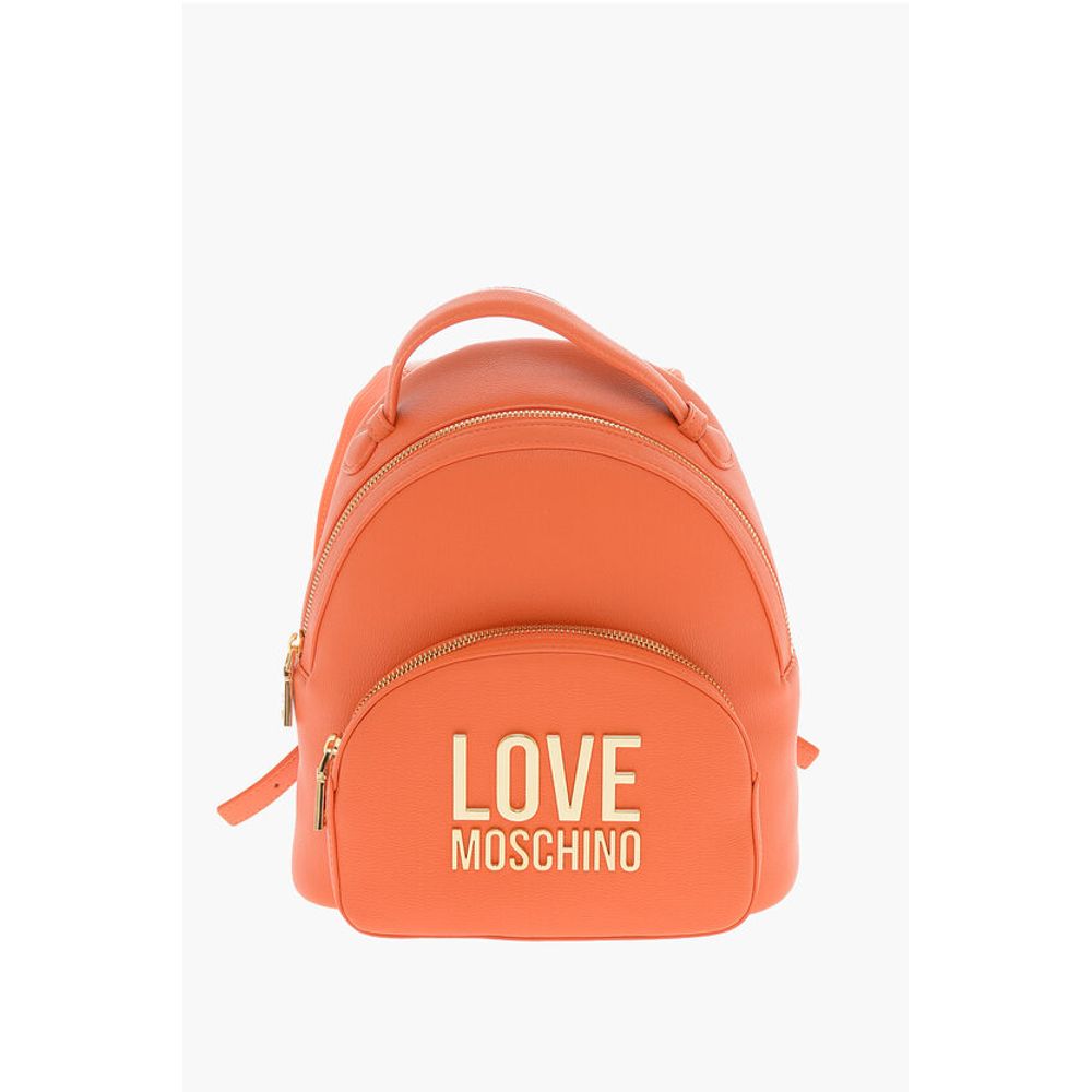 Moschino LOVE Kunstlederrucksack mit goldenem Logo