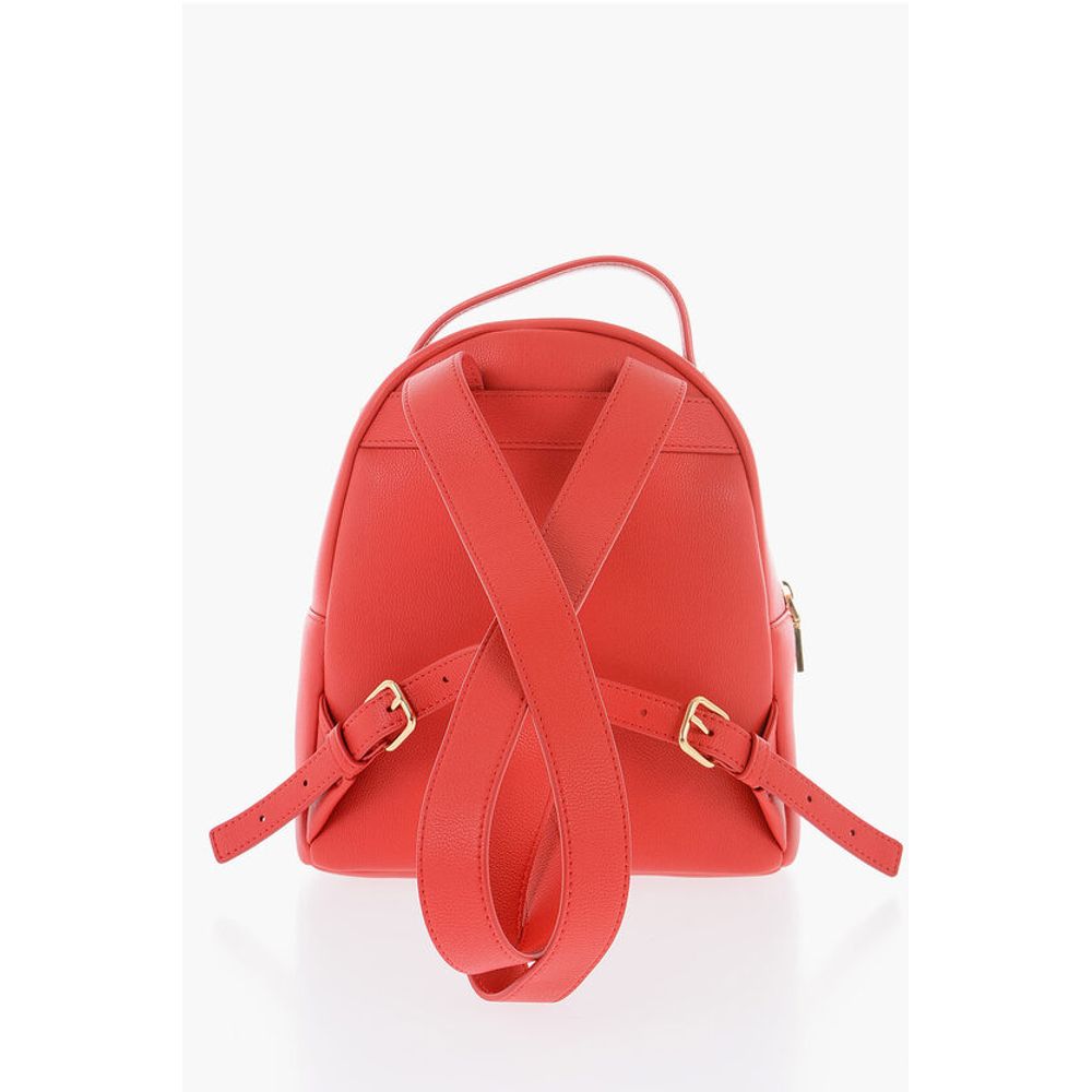 Moschino LOVE Kunstlederrucksack mit goldener Logoplakette