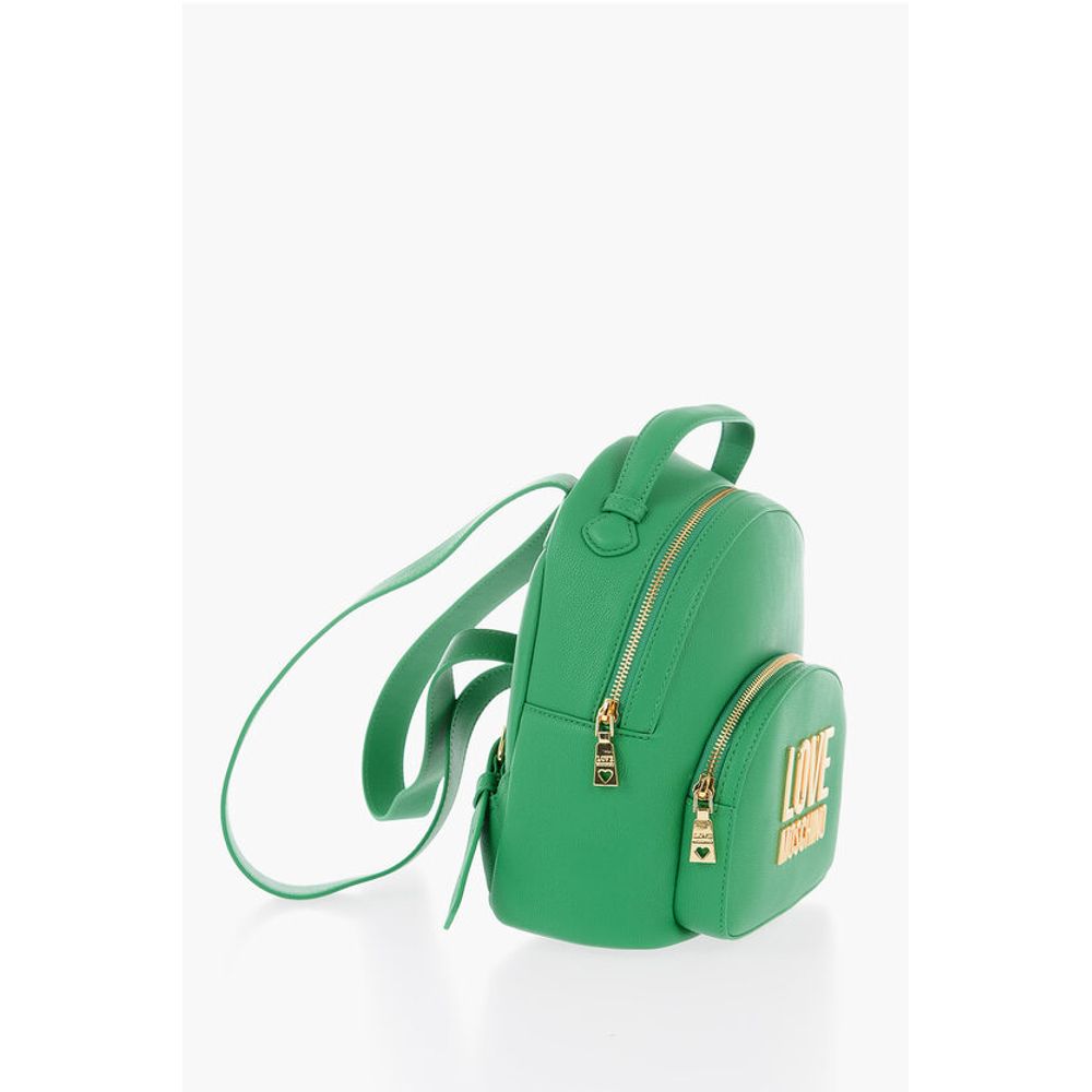 Moschino LOVE Rucksack aus einfarbigem Kunstleder mit goldenem Logo