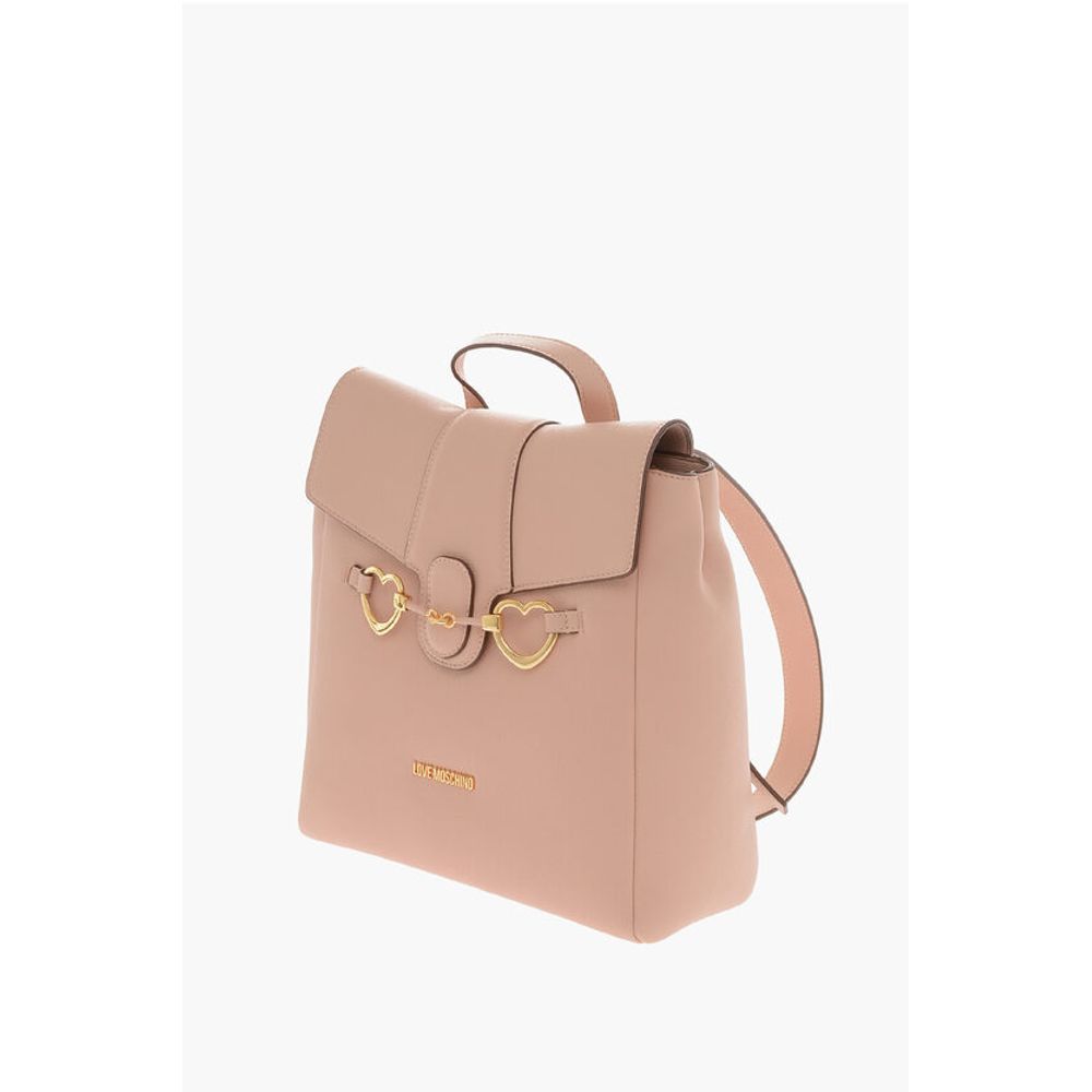 Moschino LOVE Kunstlederrucksack mit herzförmigen Klammern