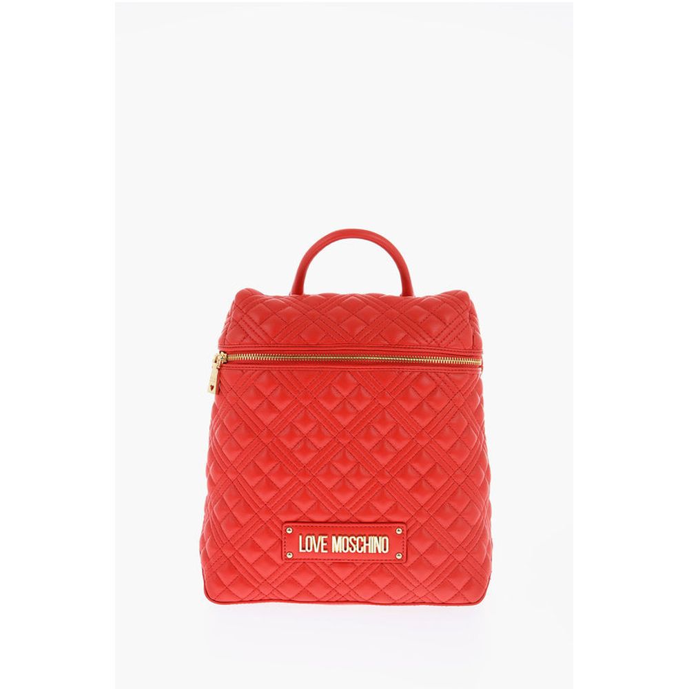 Moschino LOVE Gesteppter Kunstlederrucksack mit goldenem Logo