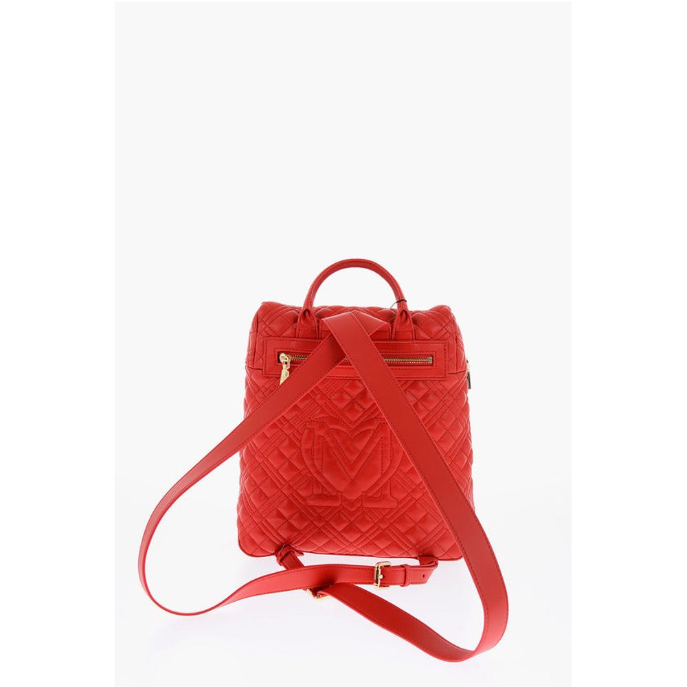 Moschino LOVE Gesteppter Kunstlederrucksack mit goldenem Logo