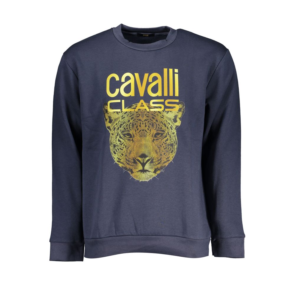 Cavalli Class Blauer Baumwollpullover für Männer